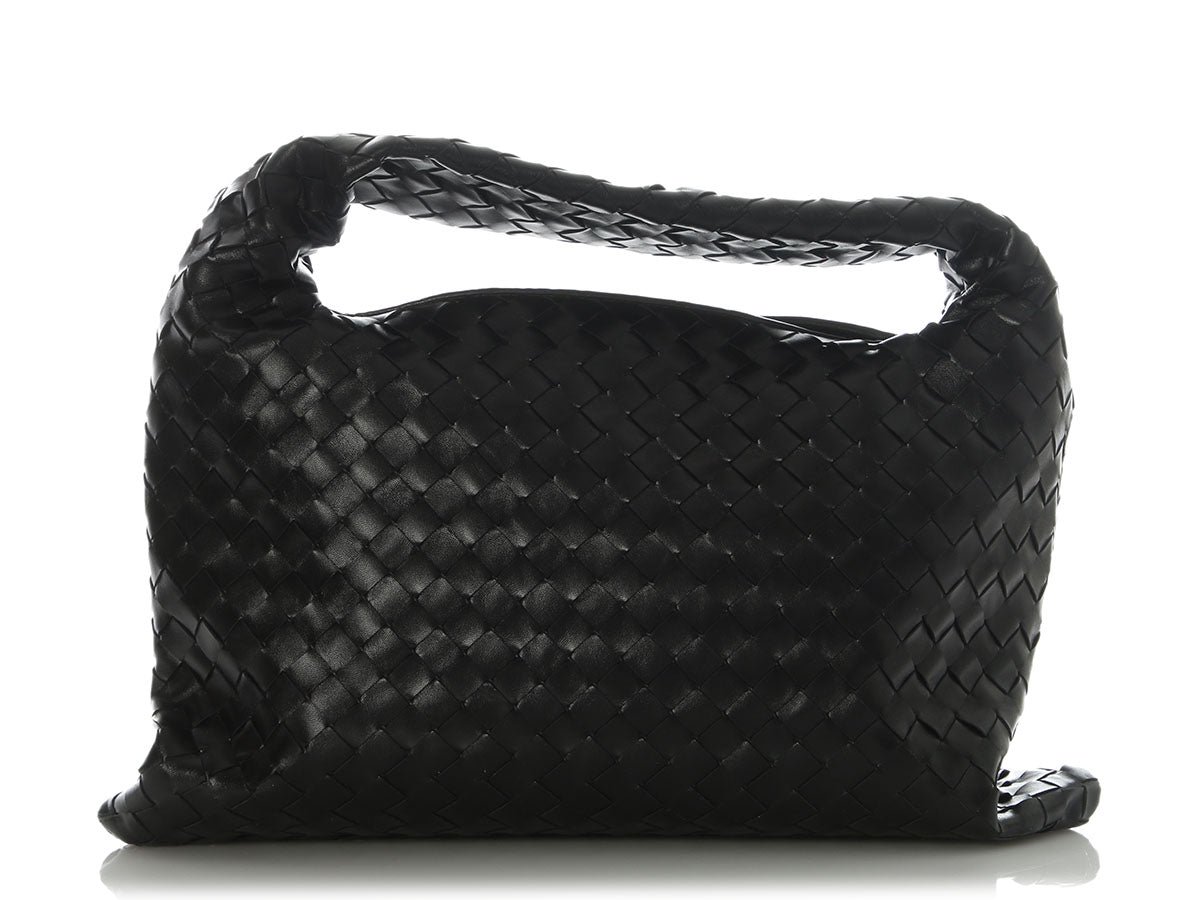 Bottega Veneta Bottega Veneta Small Black Intrecciato Hop Bag