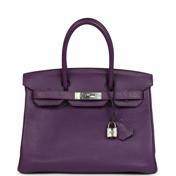 Hermes Pre-owned Hermes Birkin 30 UItraviolet Clemence Palladium Hardware