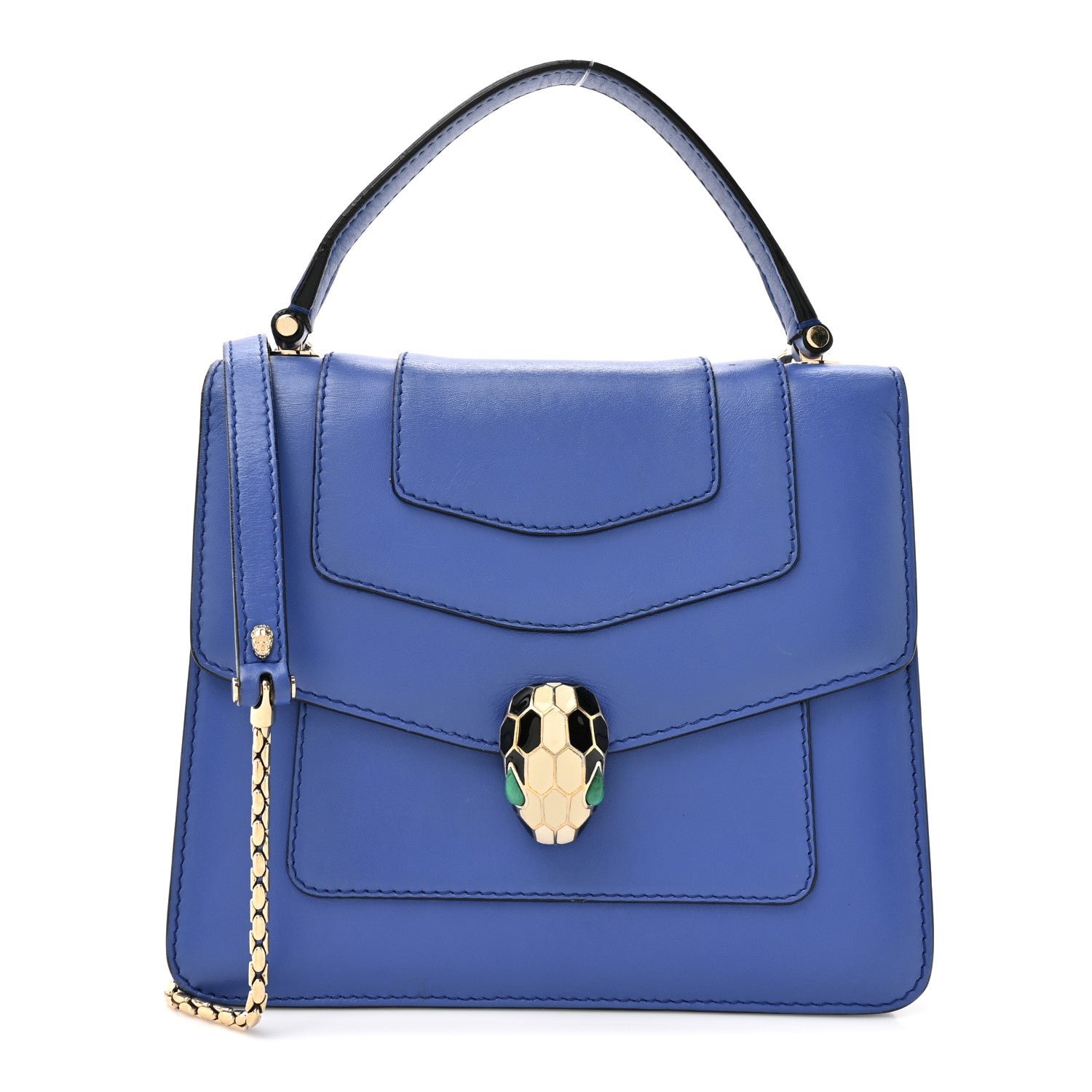 Bulgari Calfskin Serpenti Forever Top Handle Blue
