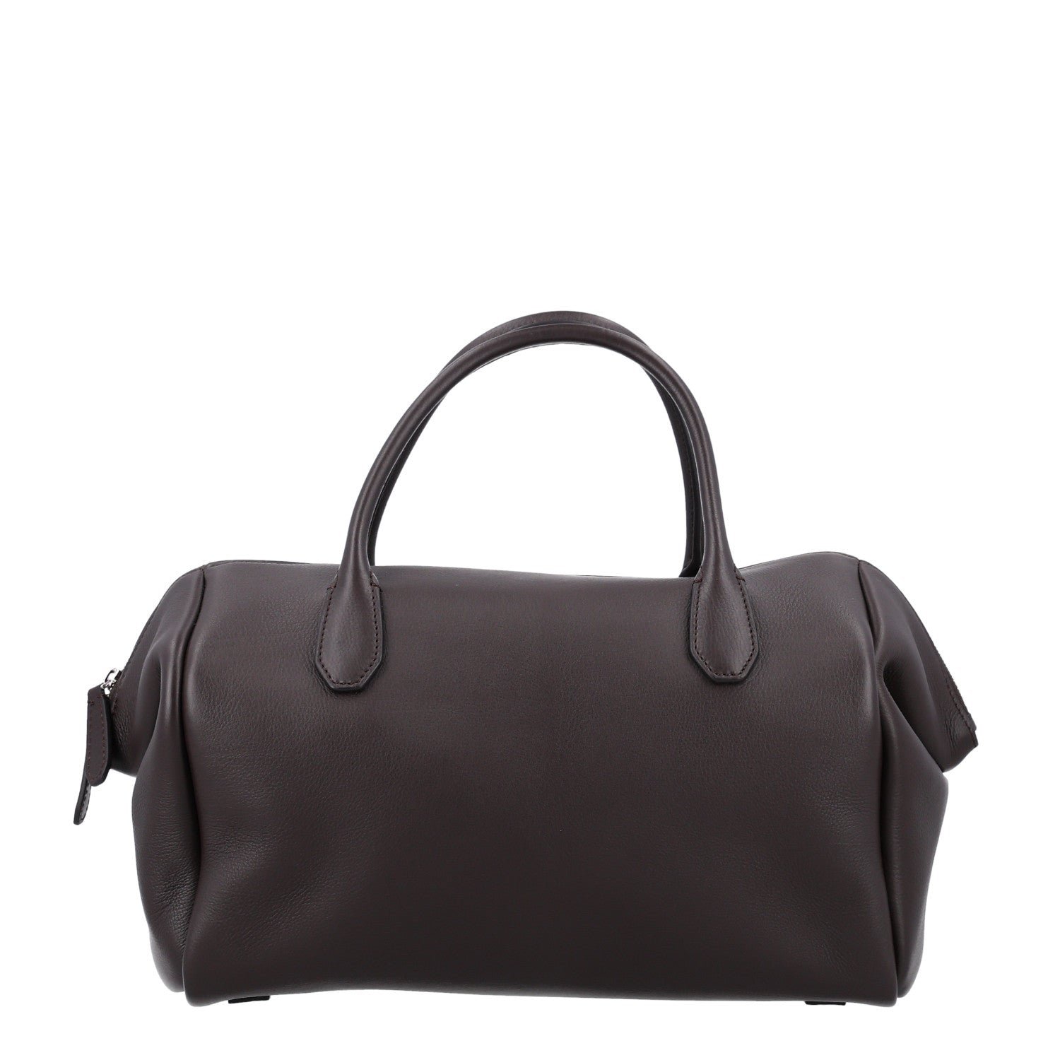 The Row Grained Calfskin Faye Bowling Bag Dark Brown