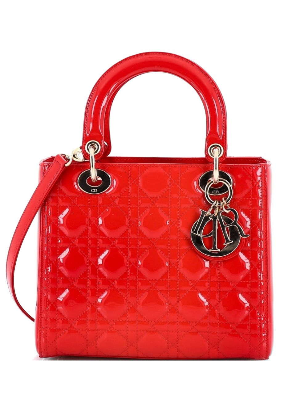 Lady Dior Bag Cannage Quilt Patent Medium satchel