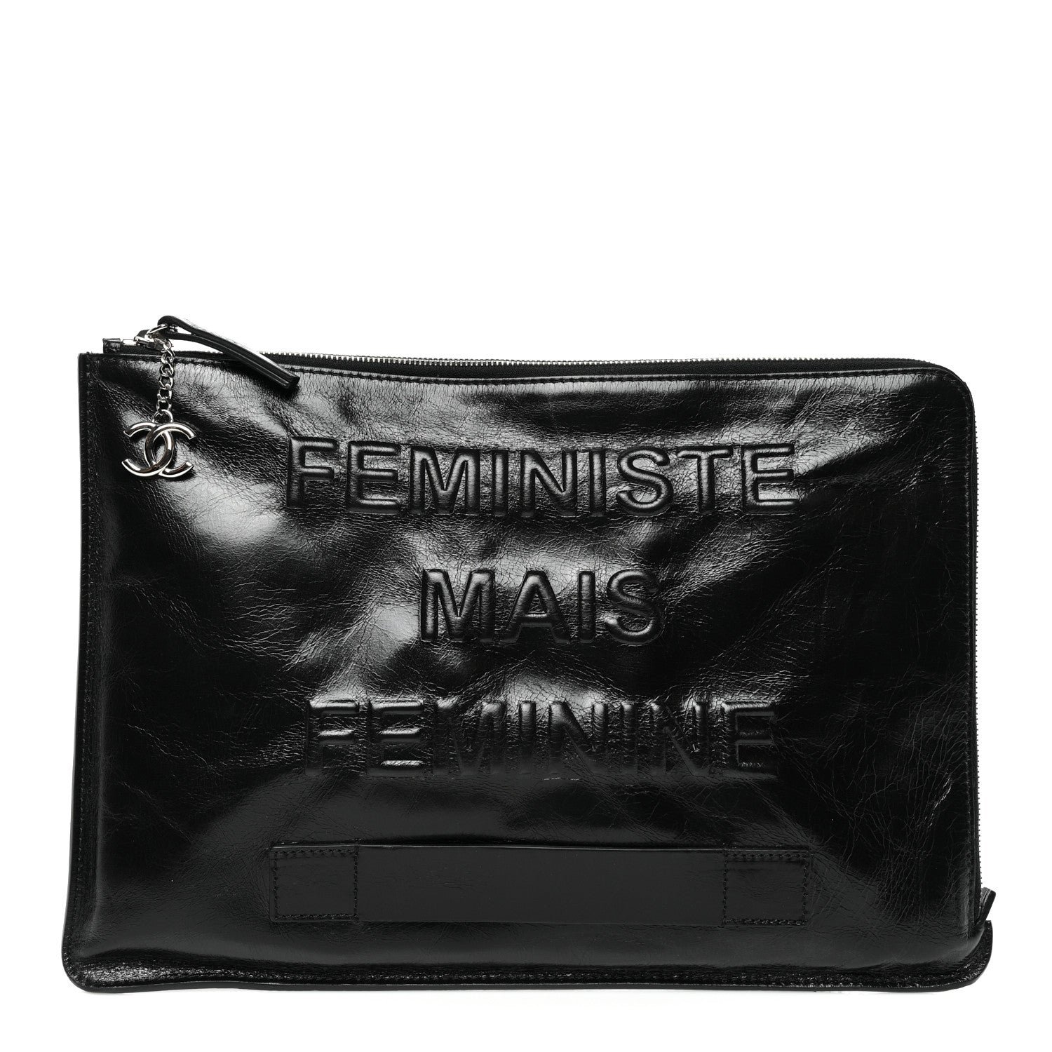Chanel Calfskin Large Feministe Maize Feminine Pouch Clutch Black