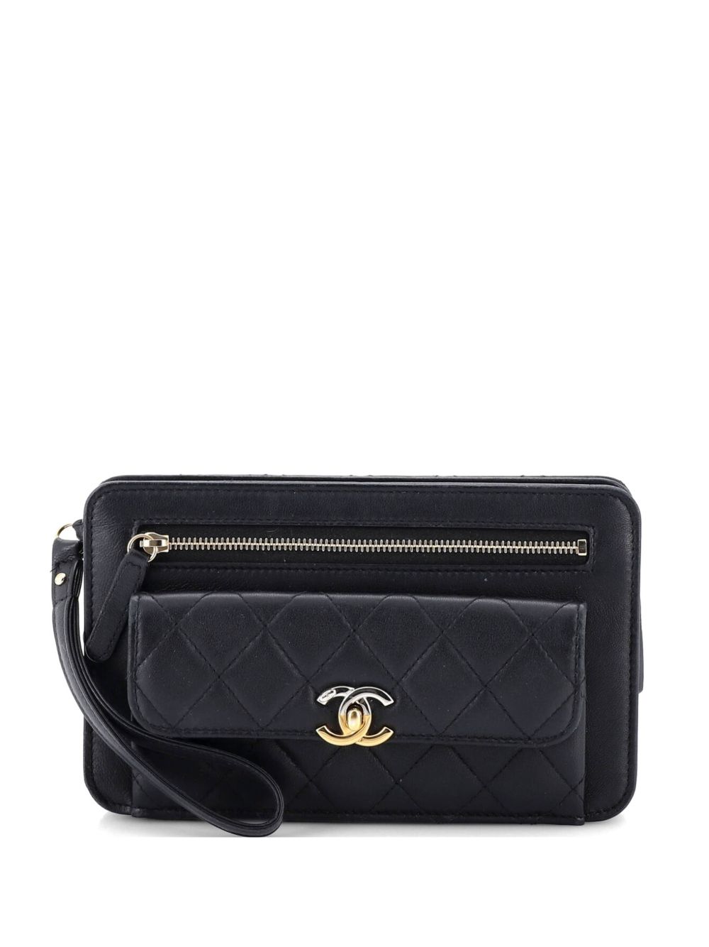 Front Pocket with Chain Quilted Lambskin clutch bag