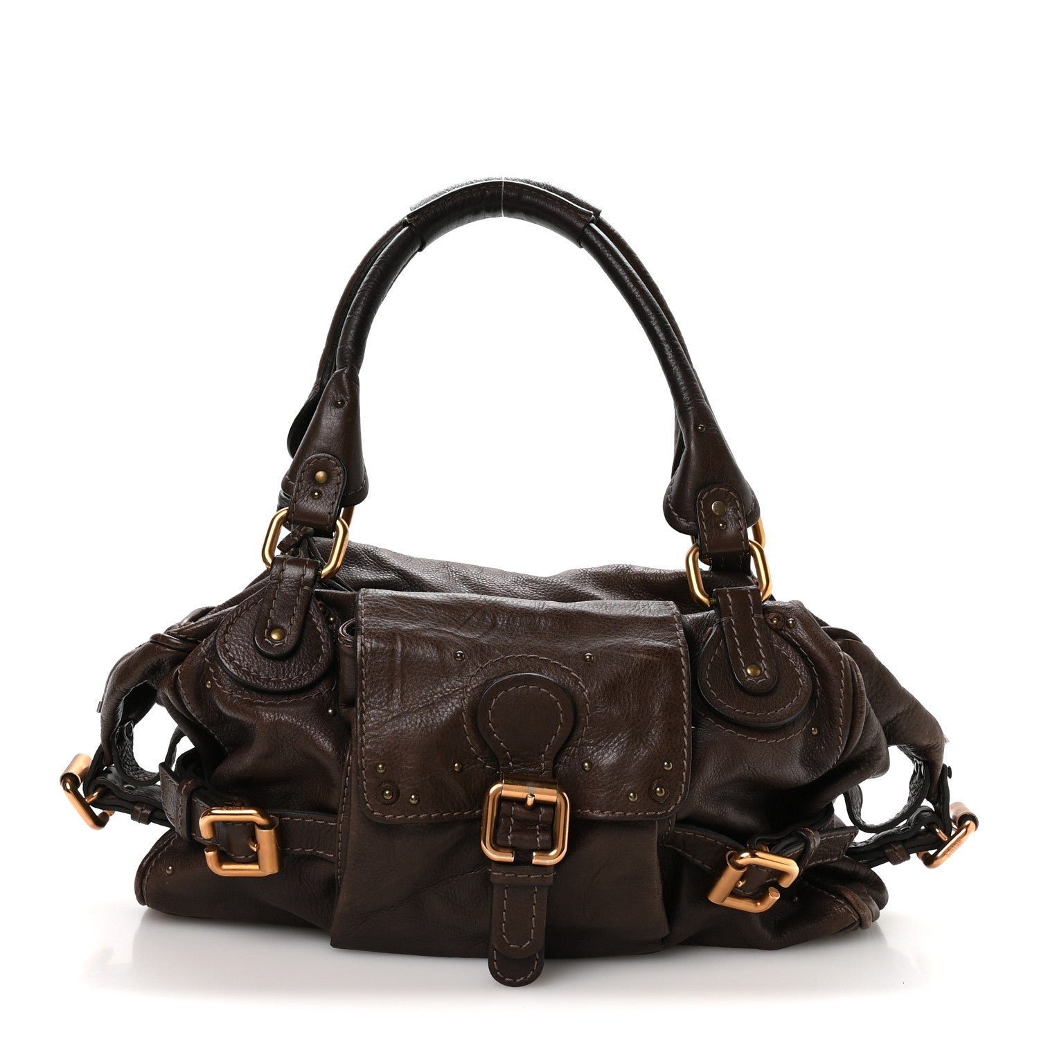 Chloe Calfskin Paddington Front Pocket Tote Chocolate