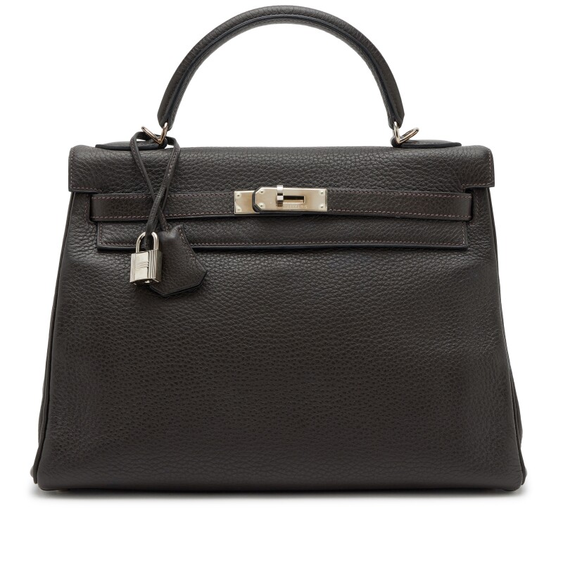 Hermes Ebene Clemence Kelly 32 Retourne Palladium Hardware, 2001