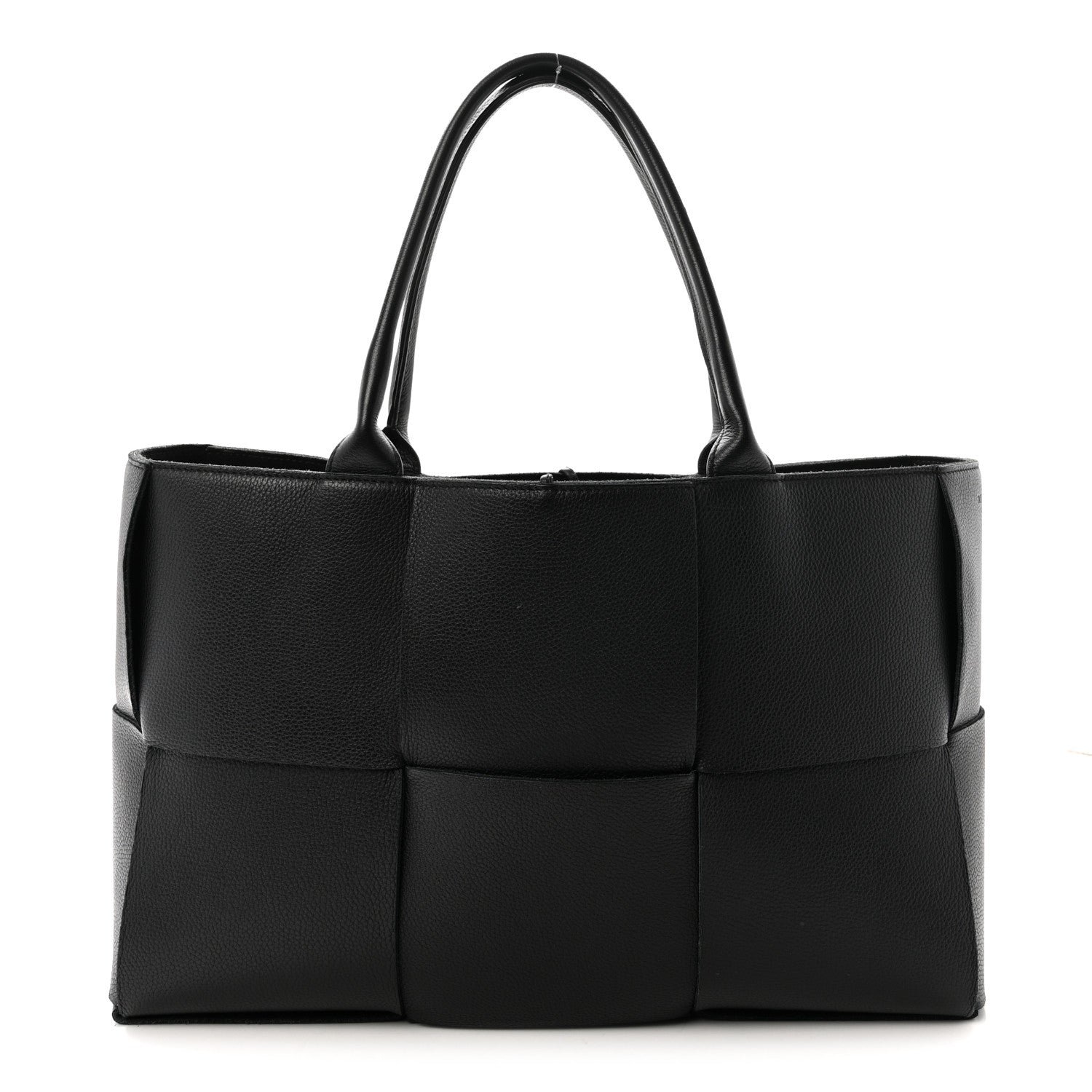 Bottega Veneta Grained Calfskin Maxi Intrecciato Medium Arco Tote Black