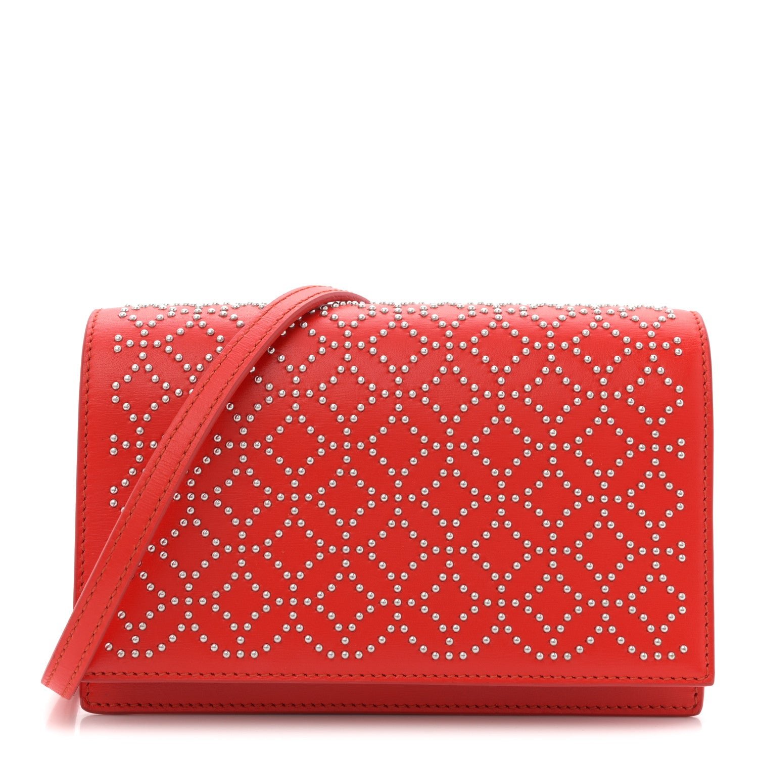 Alaia Alaia Calfskin Arabesque Studded Franca Crossbody Piment
