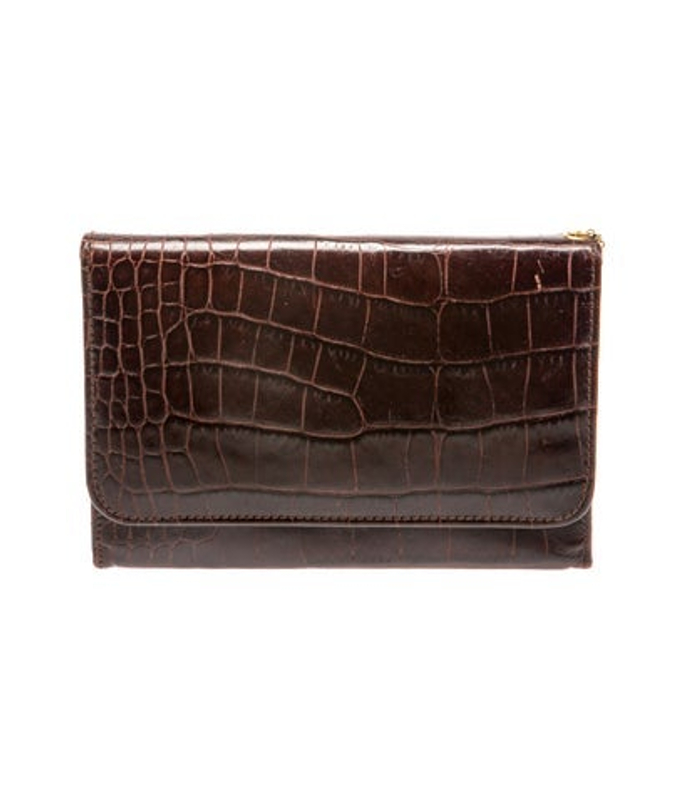 Lancel Embossed Leather Clutch