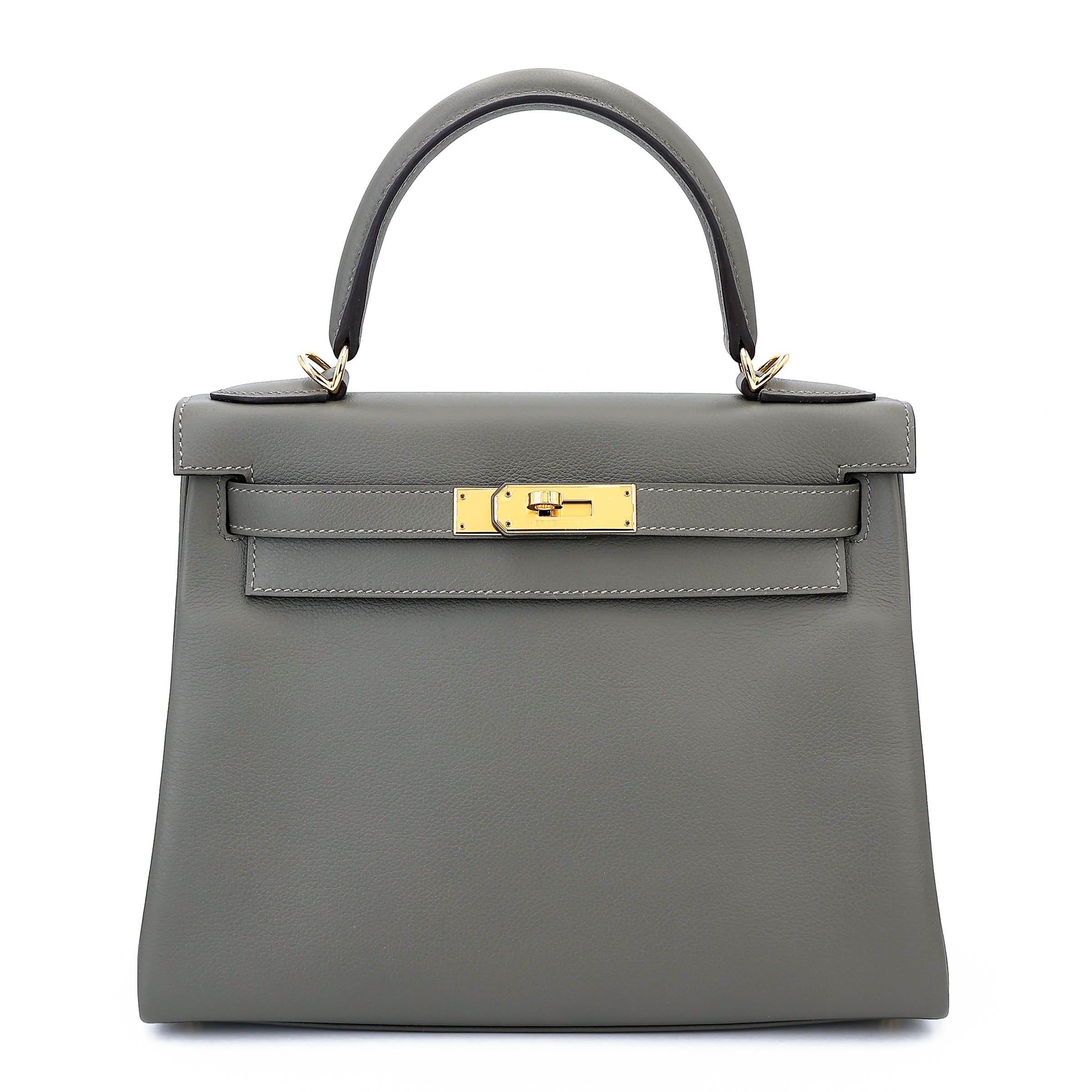 Unused ( Rank NS ) HERMÈS Kelly 28 Gris Meyer (0L) Evercalf Gold hardware U (2022)