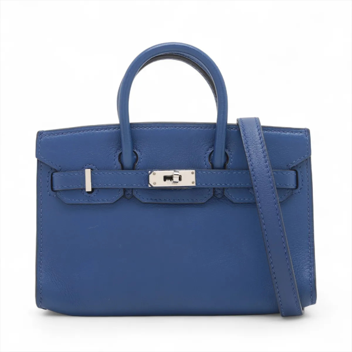Hermès Tiny Birkin Swift Blue Silver Metal Fittings
