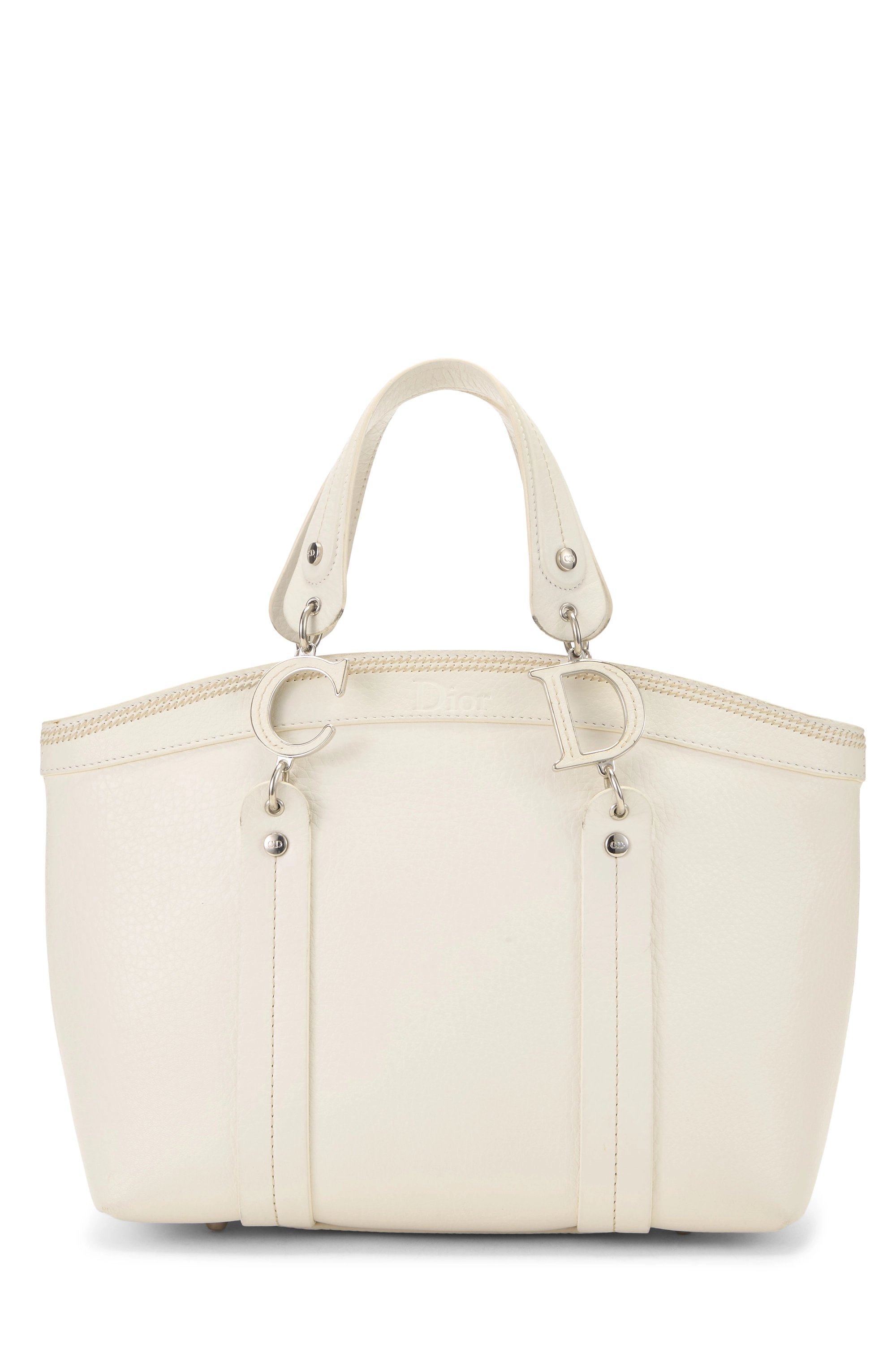 White Leather Frame Satchel Handbag