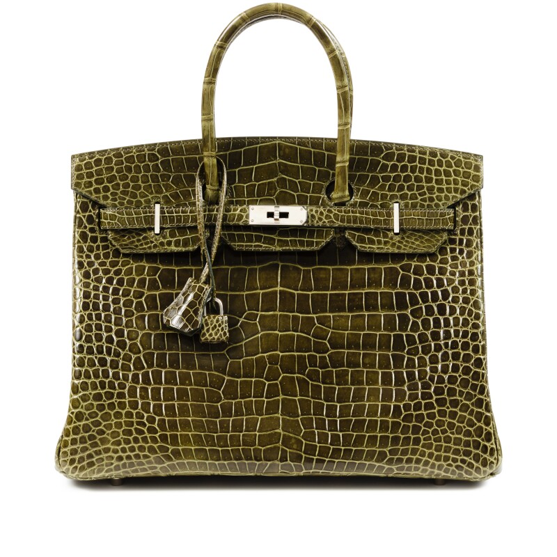 Hermes Vert Veronese Shiny Porosus Crocodile Birkin 35 Palladium Hardware, 2011