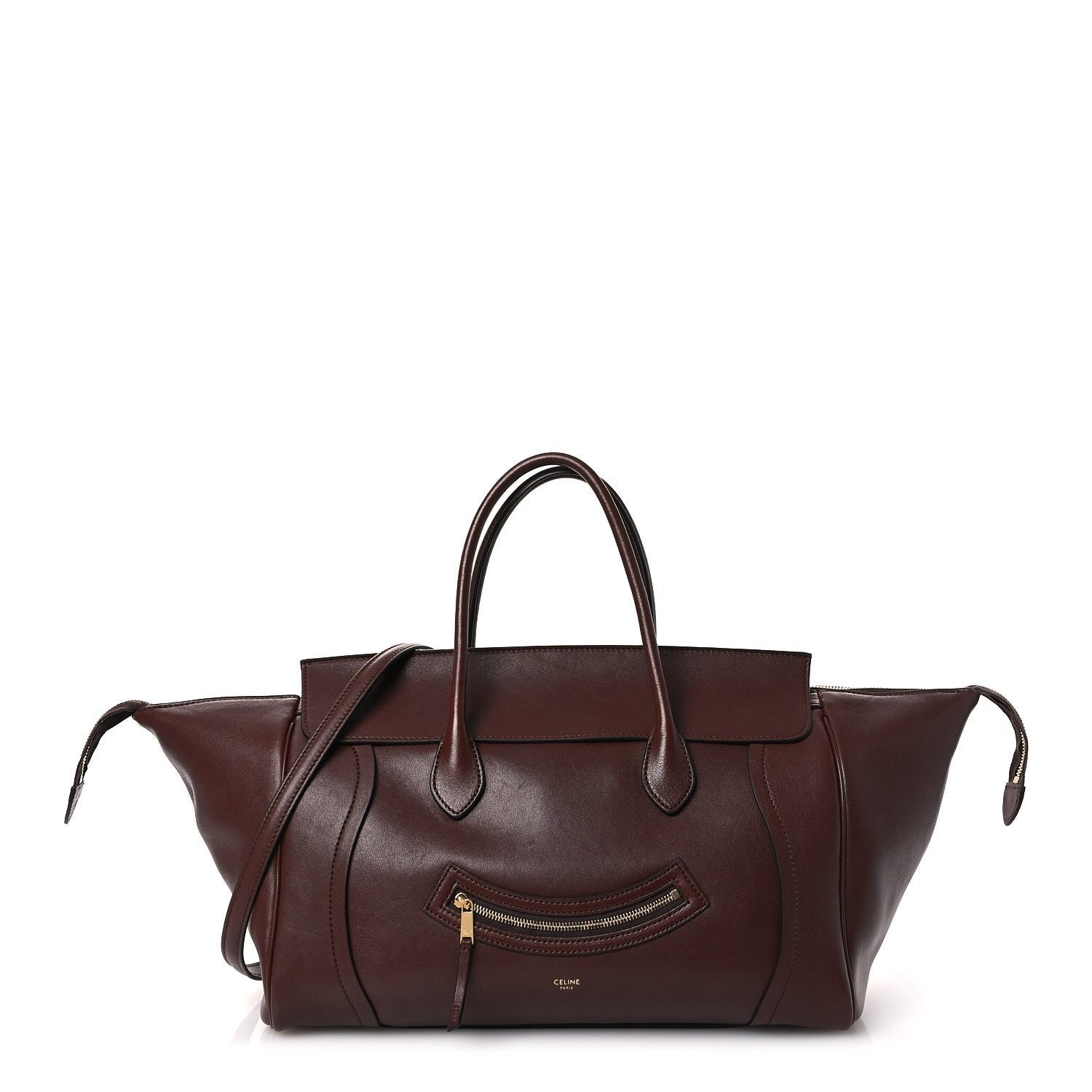 Celine Supple Shiny Lambskin Medium Smiling New Luggage Brick