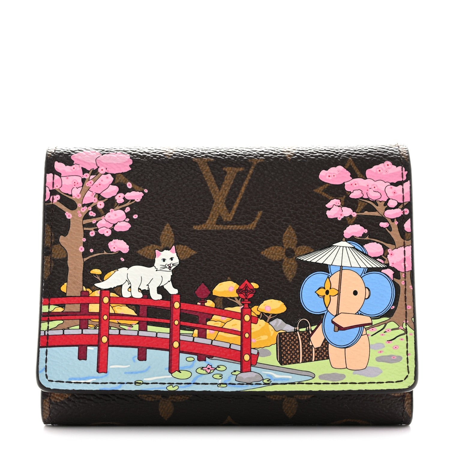 Louis Vuitton Monogram 2021 Christmas Animation Japanese Garden Victorine Wallet Wisteria Pink