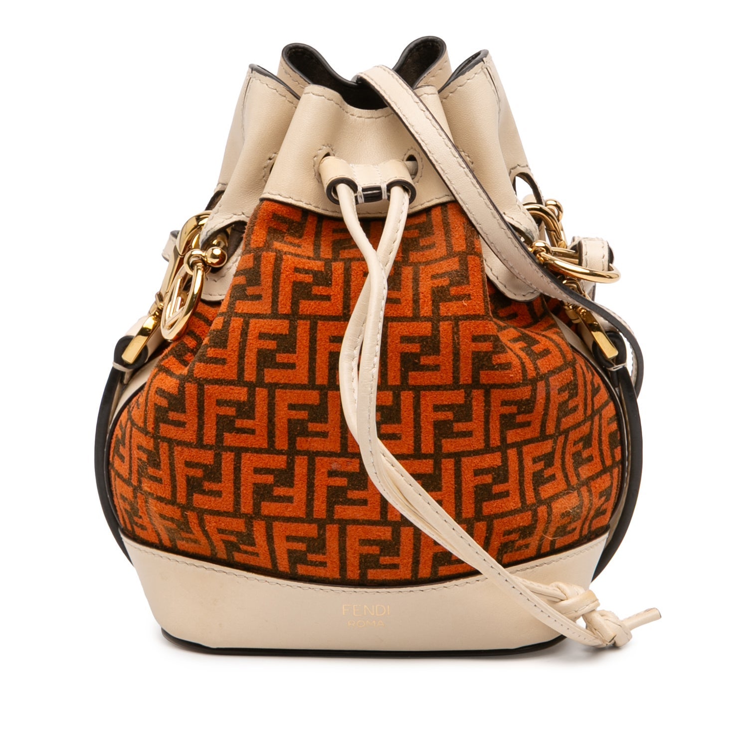 Calf Leather Mini Zucca Suede Mon Tresor Bucket Bag