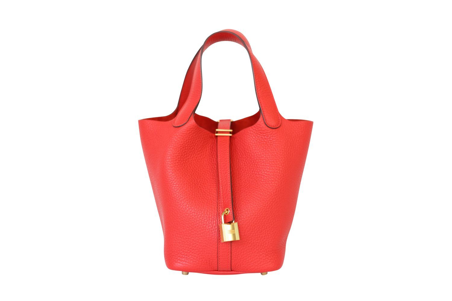 Hermes Picotin Lock 18 Bag, Red Rouge Tomate Taurillon Clemence Leather and Gold Hardware, Y 2020 Stamp, Preowned in Box WA001