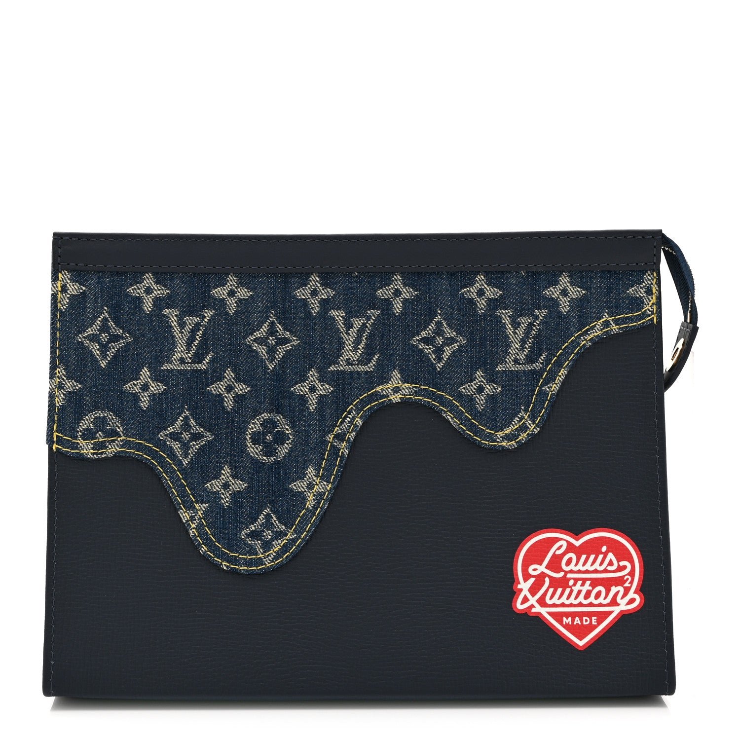 Louis Vuitton X NIGO Taurillon Monogram Denim Drip Pochette Voyage MM Blue