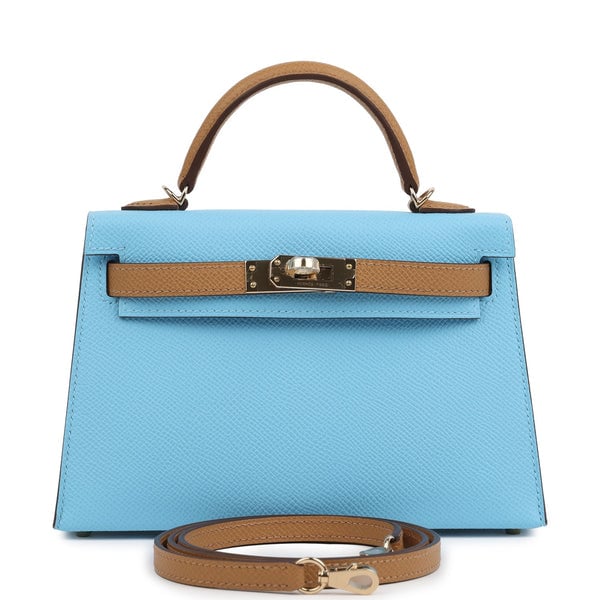 Hermes Hermes Special Order (HSS) Kelly Sellier 20 Bleu Celeste and Biscuit Epsom Permabrass Hardware