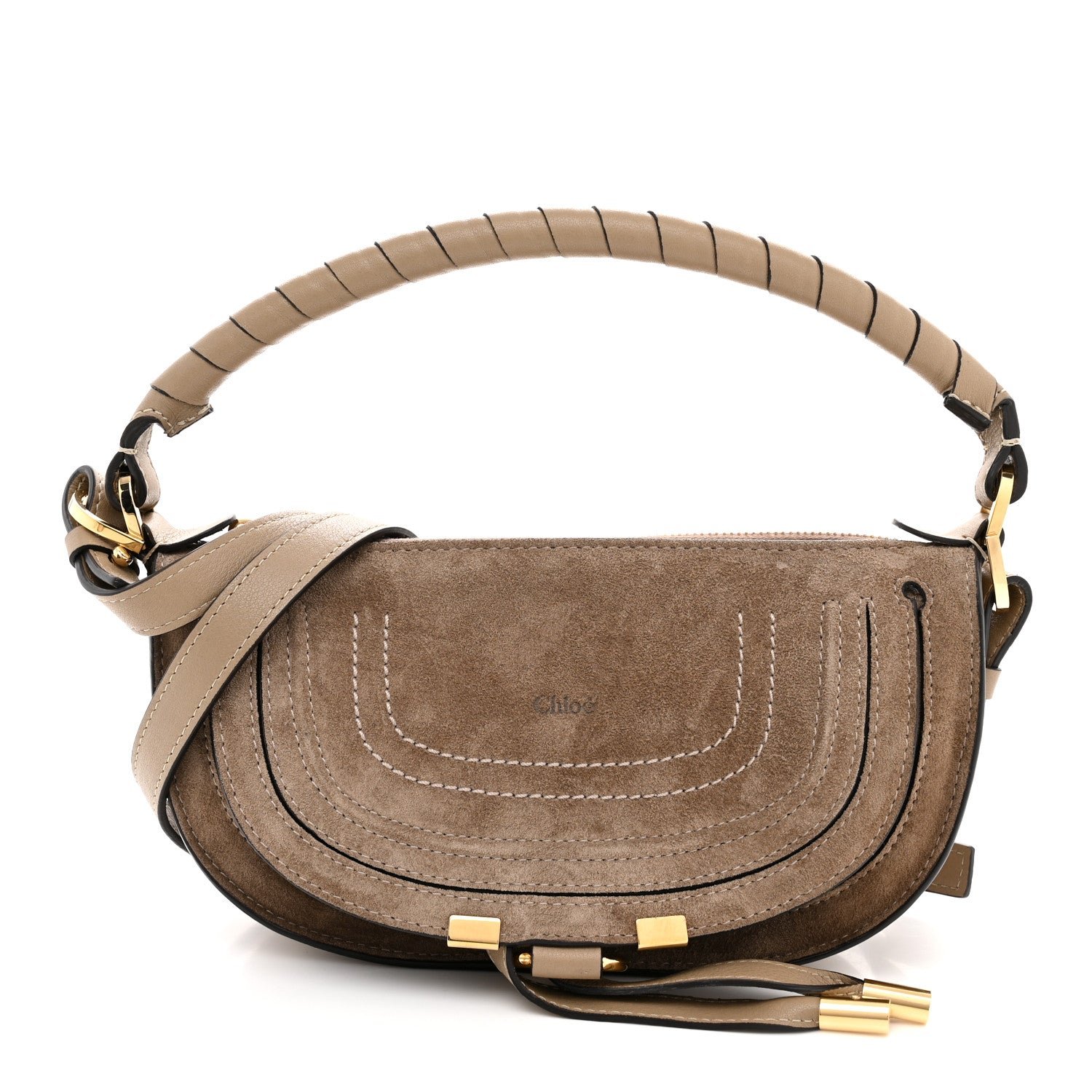 Chloe Suede Calfskin Mini Marcie Crossbody Bag Boyish Brown