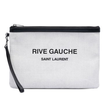Calf Leather Canvas Rive Gauche Wristlet Clutch