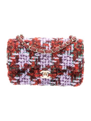 Classic Rectangular Mini Tweed Single Flap Bag