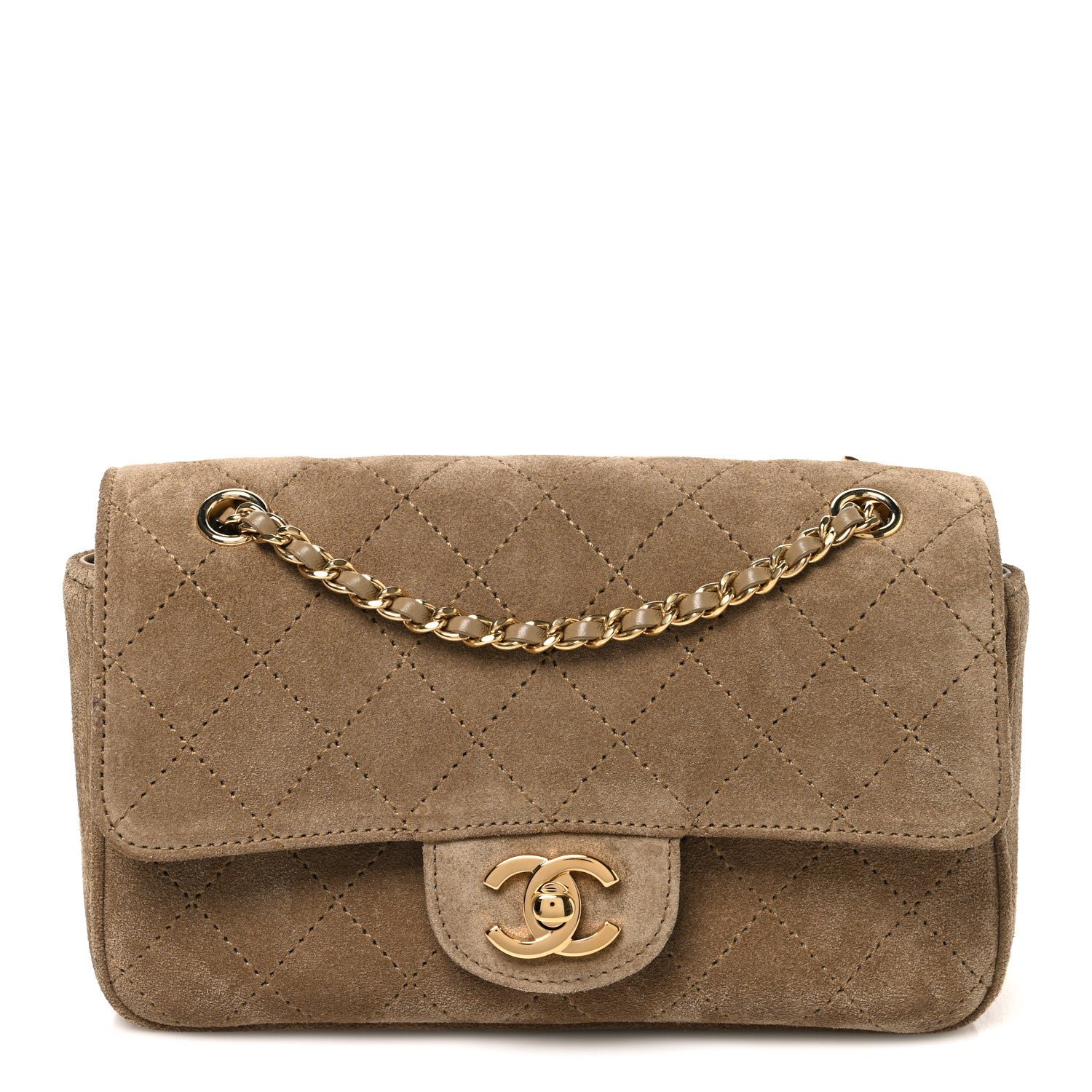 Chanel Suede Calfskin Mini Souplissimo Flap Dark Beige