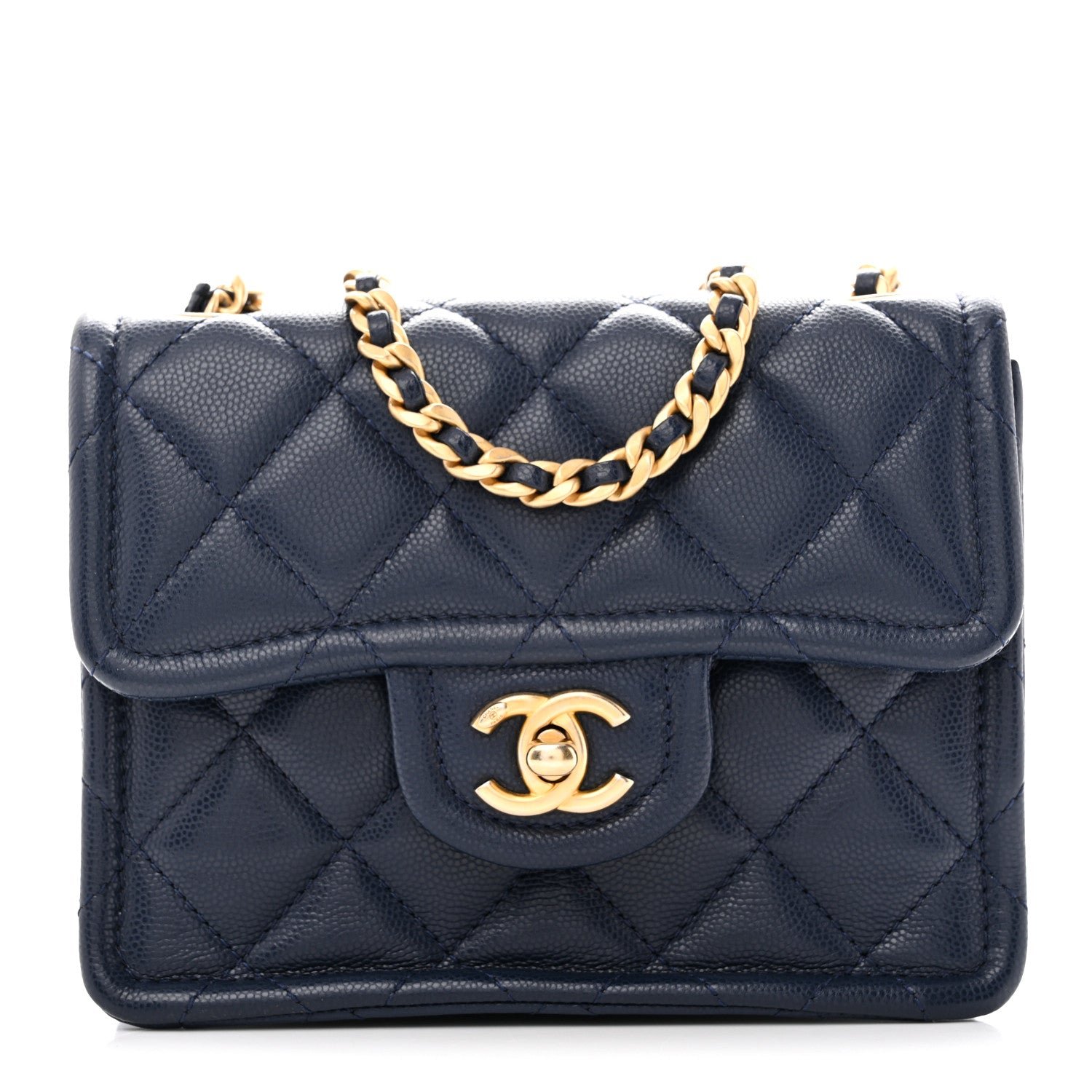 Chanel Caviar Quilted Mini Sweet Classic Flap Navy Blue