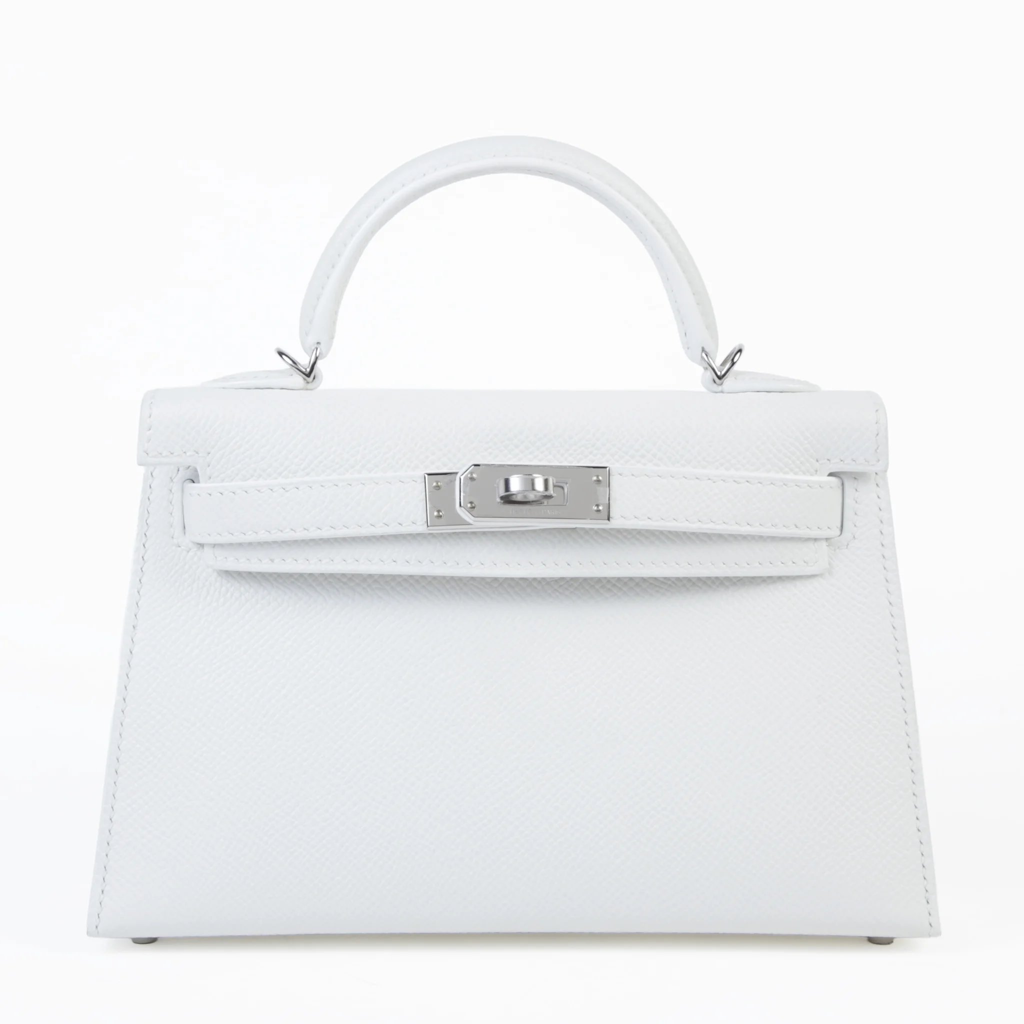 Excellent ( Rank SA ) HERMÈS Mini Kelly II New White (0U) Epsom Palladium hardware K (2025)