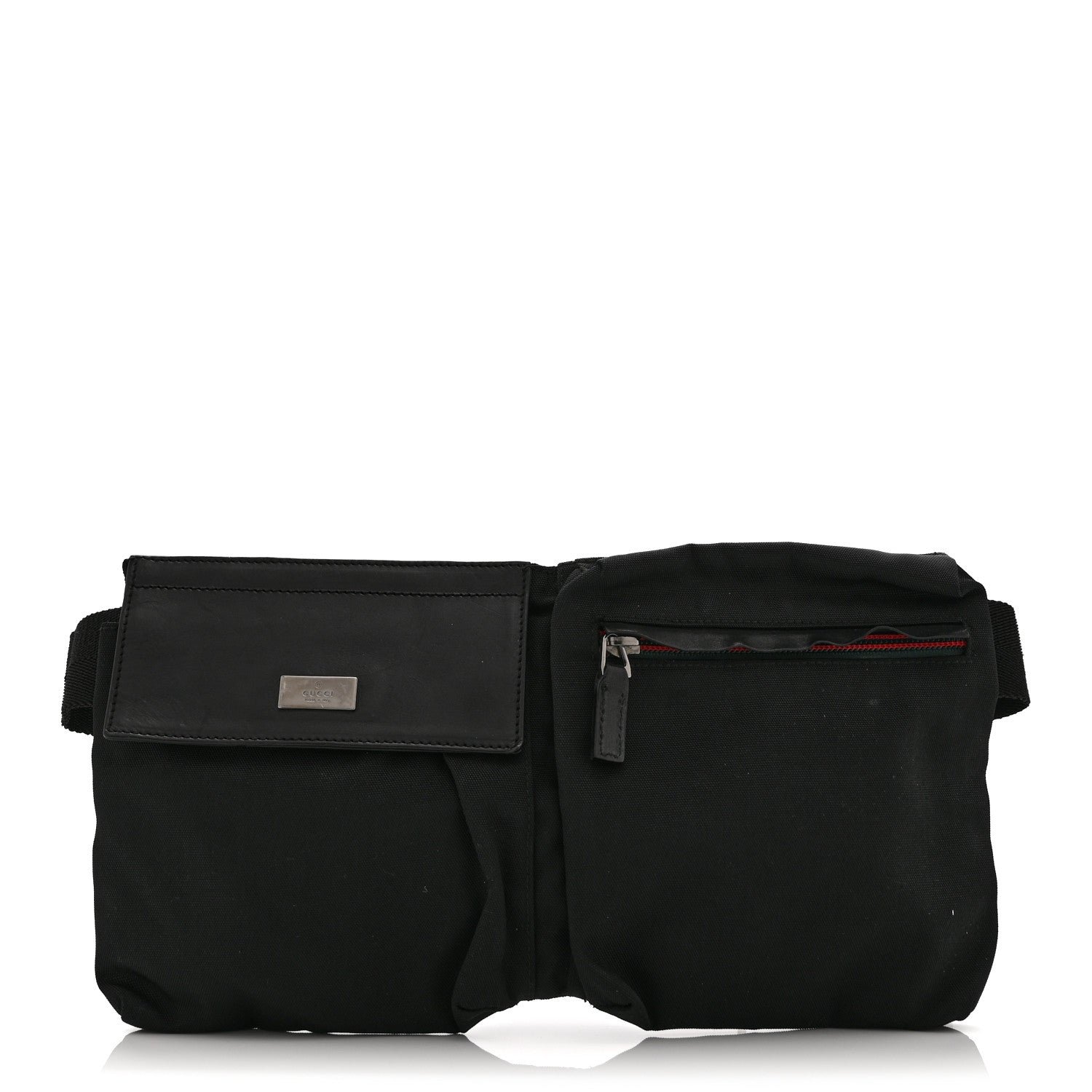 Gucci Canvas Double Pocket Belt Bag Black