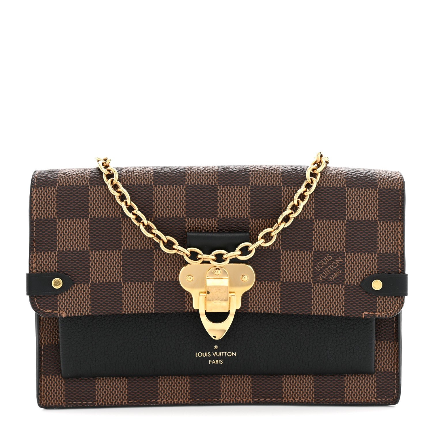 Louis Vuitton Damier Ebene Vavin Chain Wallet Black