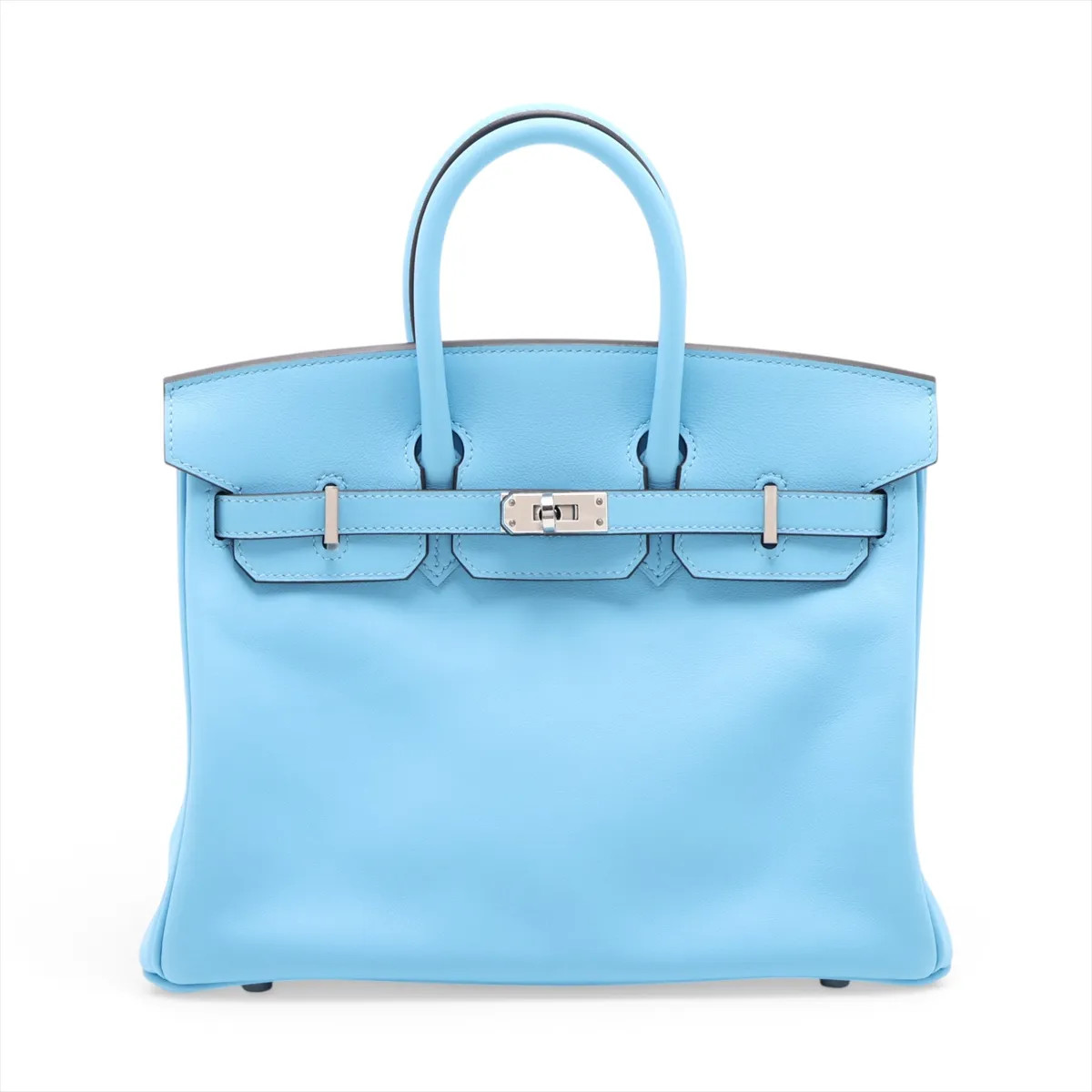 Hermès Birkin 25 Le Tournay Veau Swift Celeste Silver Metal Fittings