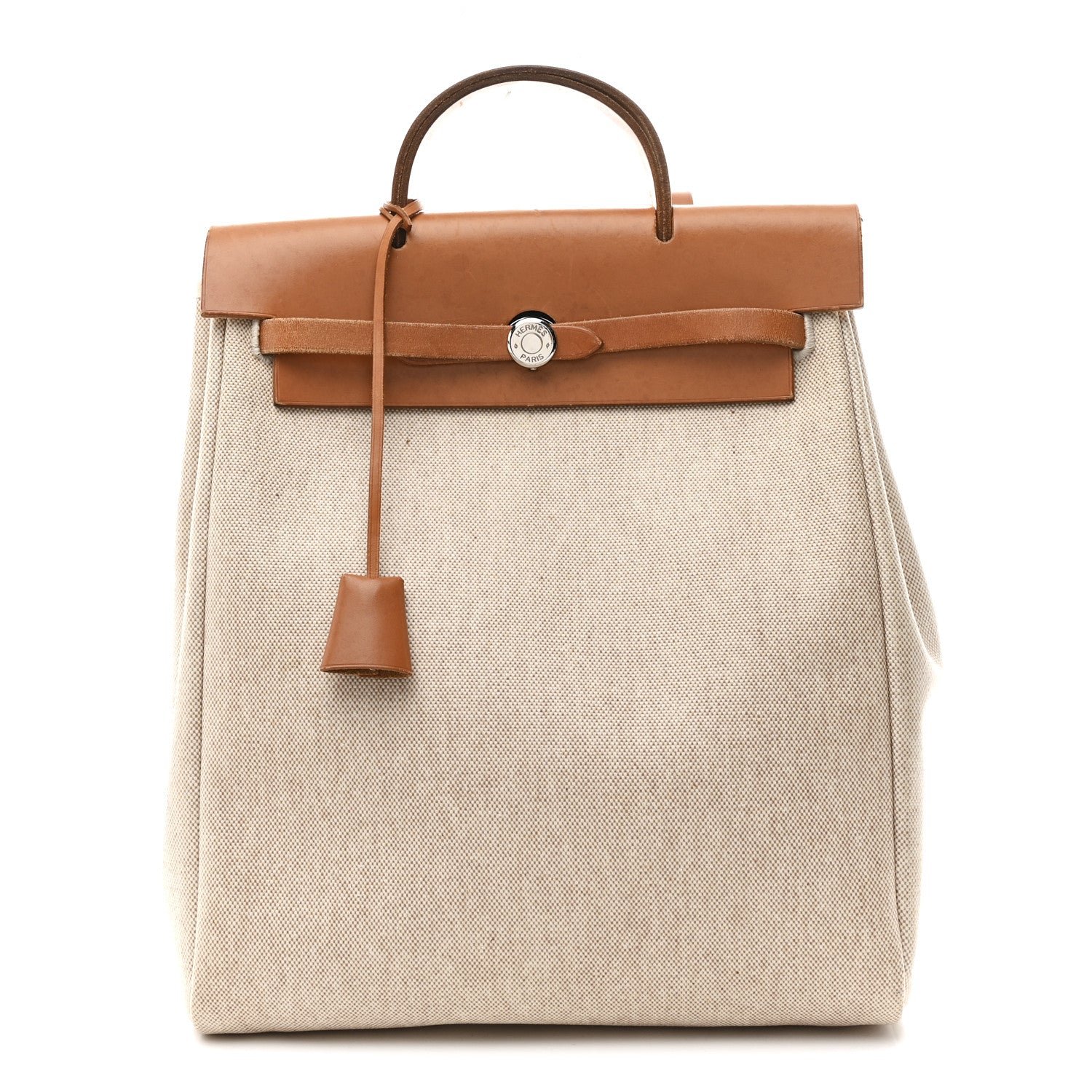 Hermes Hermes Toile Vache Calfskin Herbag 30 PM Backpack Natural