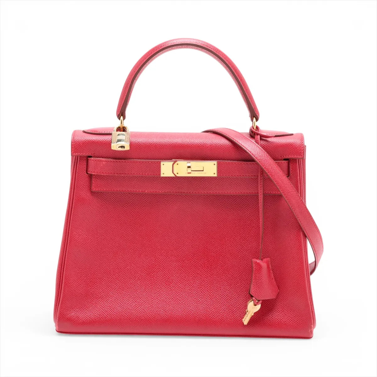 Hermès Kelly 28 Le Tournay Cushbell Rouge vif Gold Metal Fittings