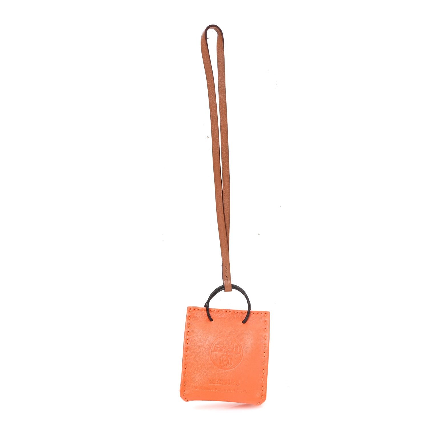 Hermes Milo Lambskin Swift Shopping Bag Charm Feu Gold