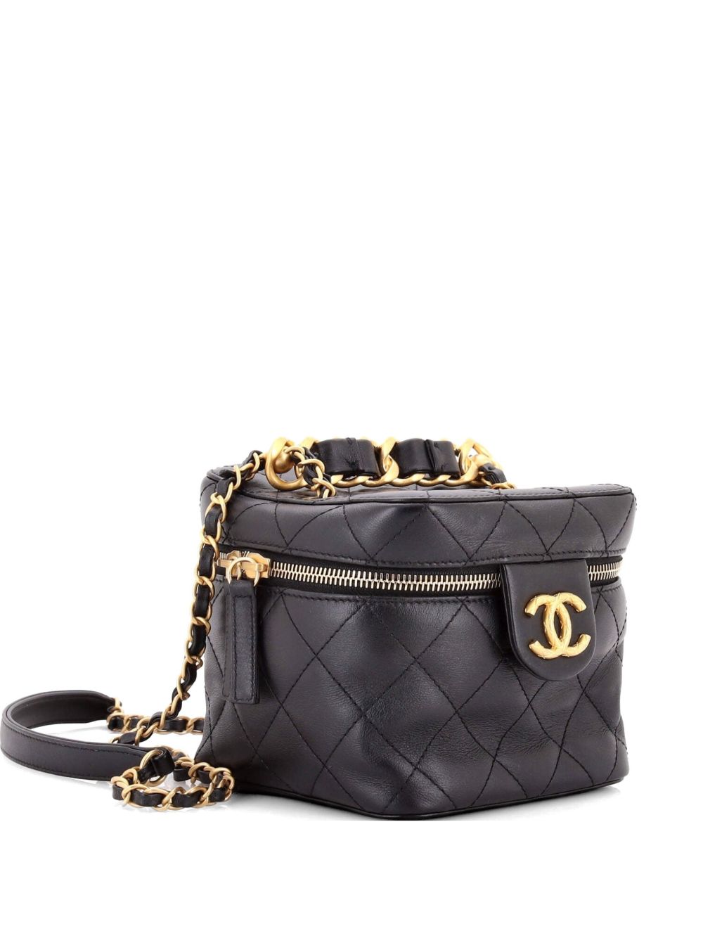 Chain Bar Vanity Case with Chain Quilted Calfskin Small crossbody bag