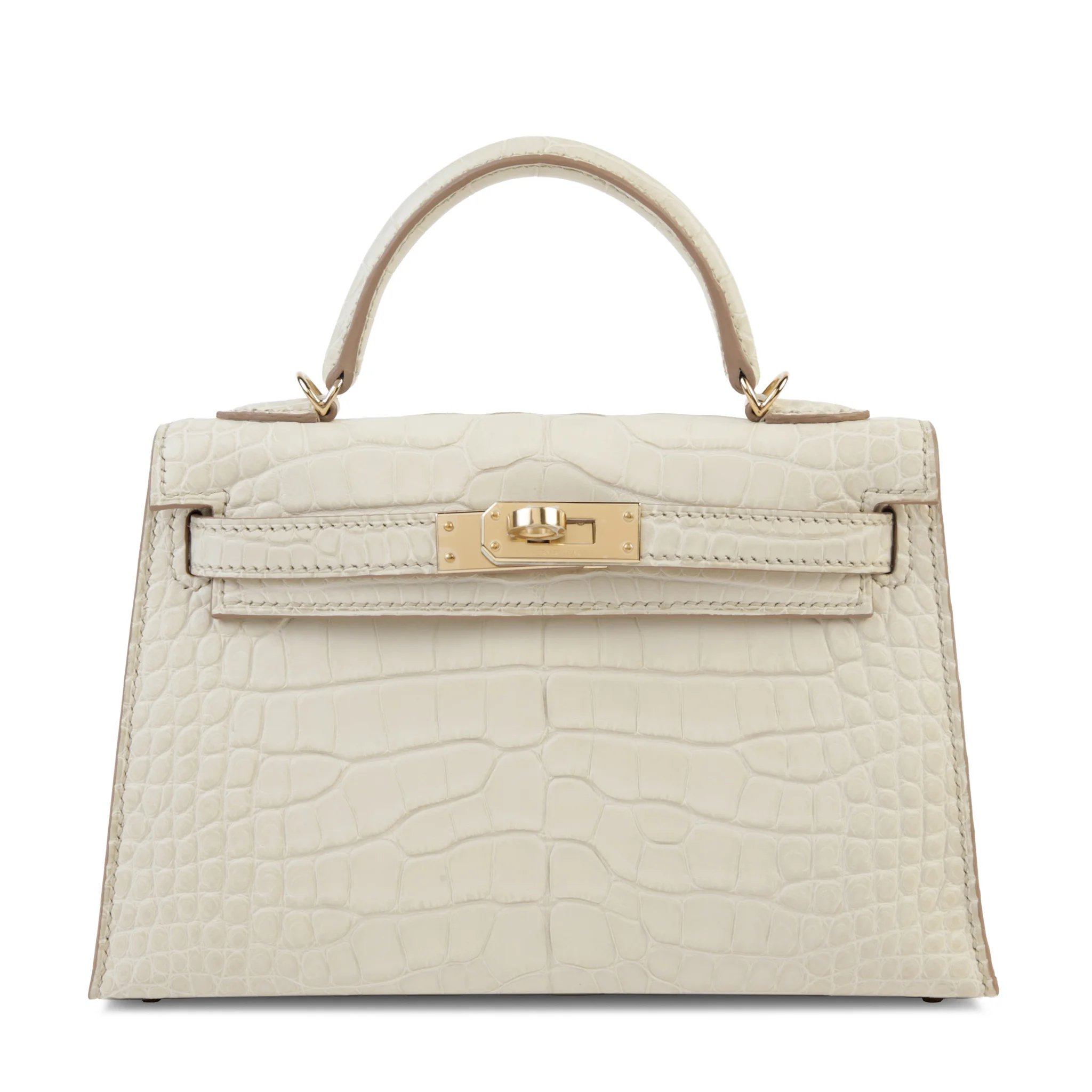 Unused ( Rank NS ) HERMÈS Mini Kelly II Beton (8L) Matte Alligator Permabrass hardware K (2025)