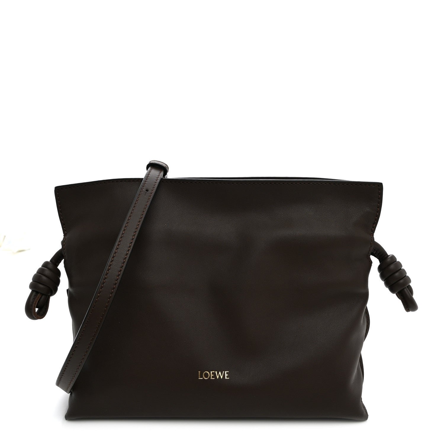 Loewe Calfskin Mini Flamenco Knot Clutch  Chocolate