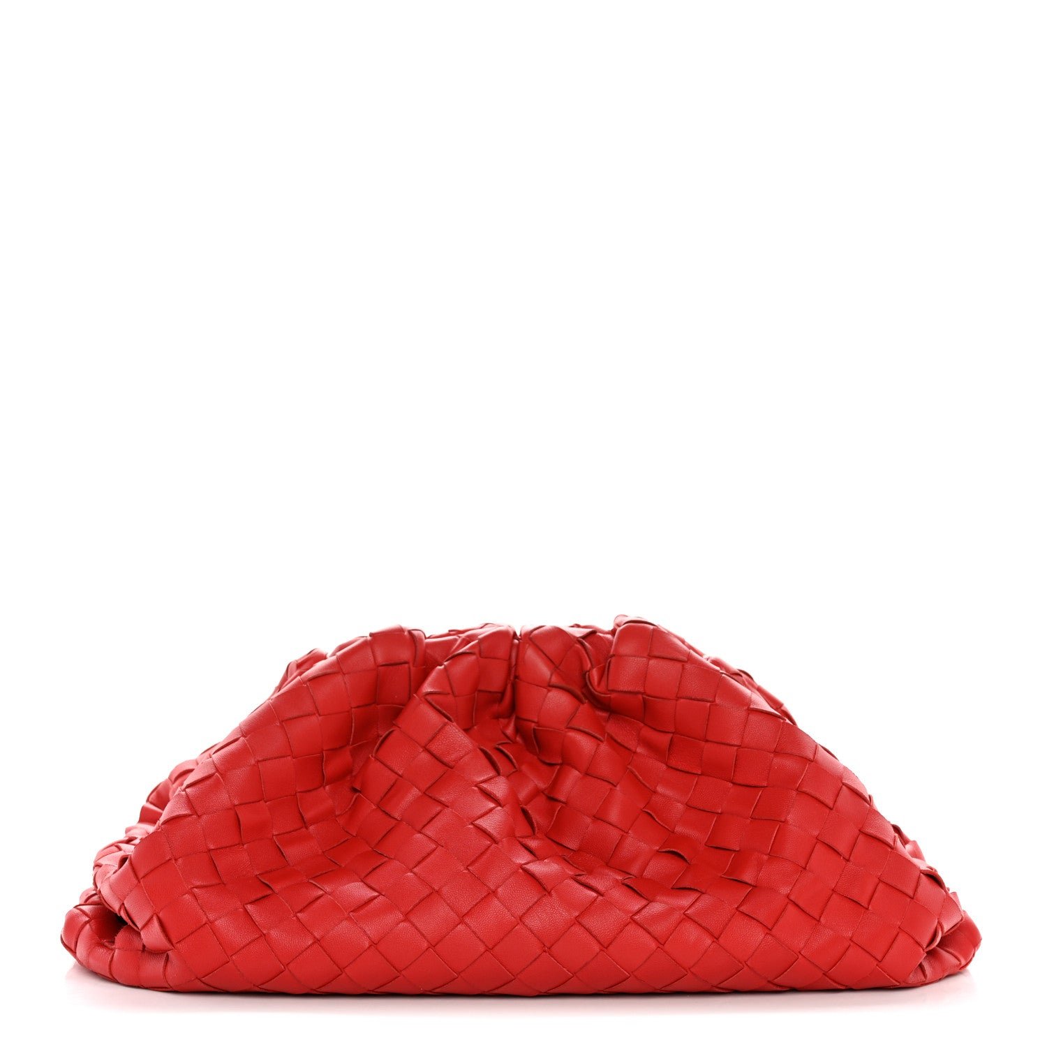 Bottega Veneta Nappa Maxi Intrecciato The Pouch Oversized Clutch Bright Red