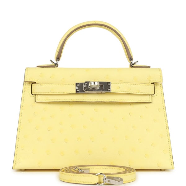 Hermes Hermes Kelly Sellier 20 Limoncello Ostrich Palladium Hardware