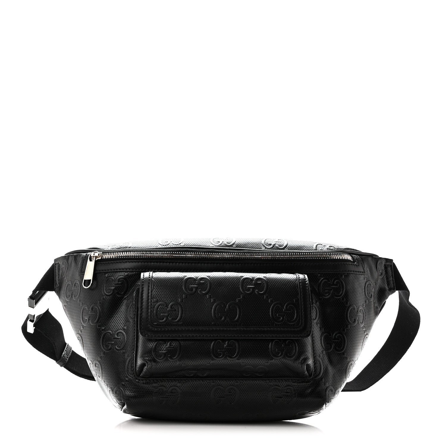 Gucci Calfskin GG Tennis Embossed Pocket Belt Bag Black
