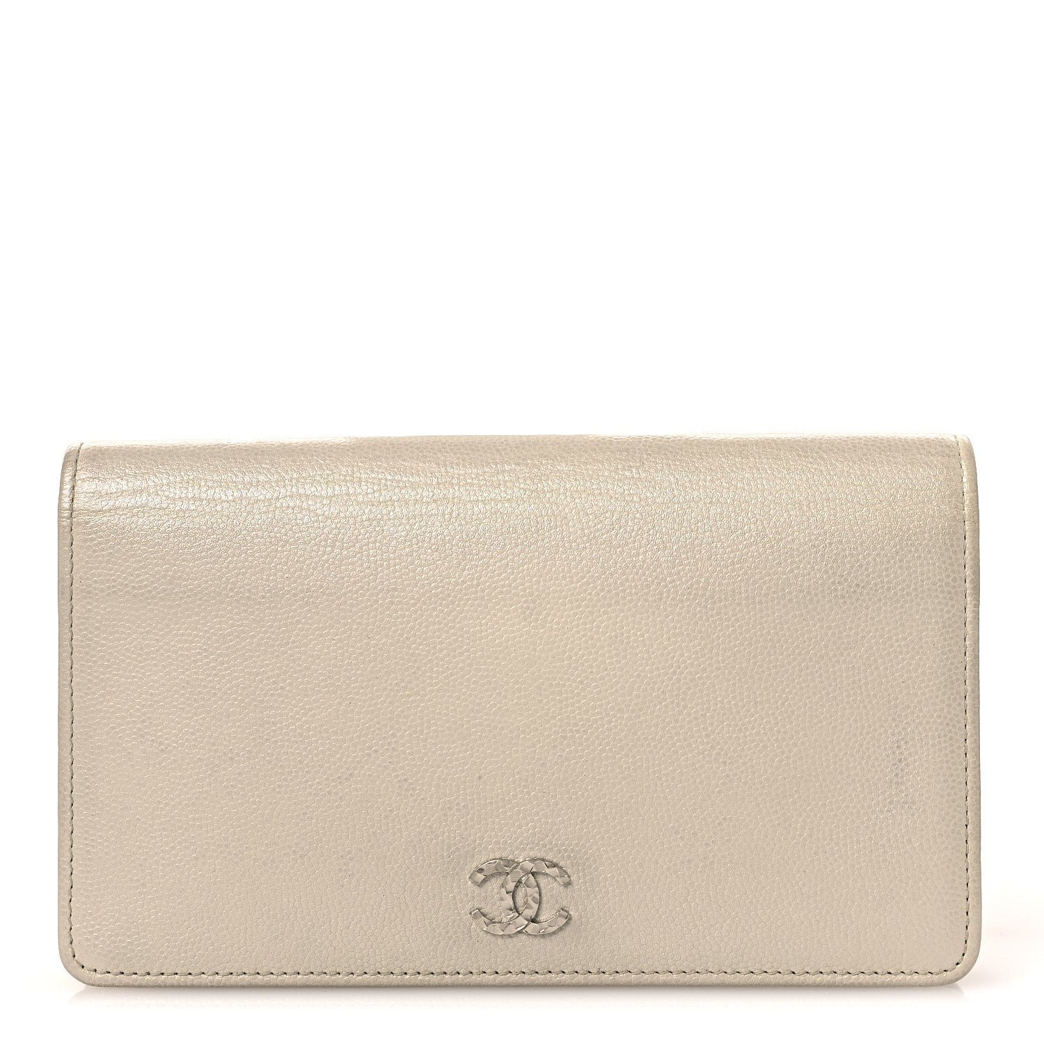Chanel Caviar Sevruga Yen Wallet Silver