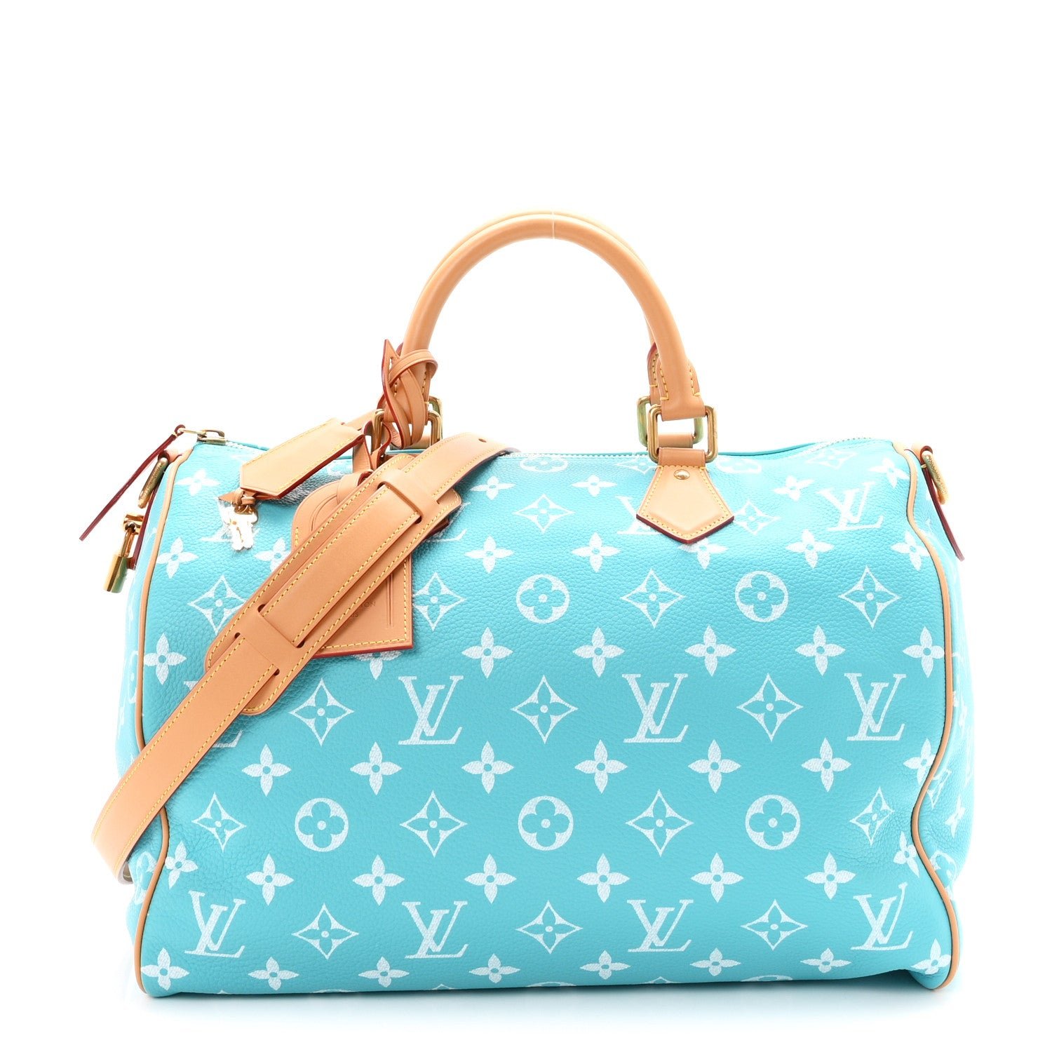 Louis Vuitton Calfskin Monogram Speedy P9 Bandouliere 40 Turquoise