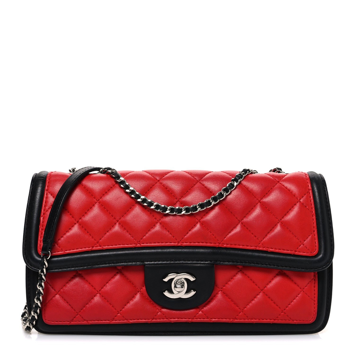 Chanel Lambskin Quilted Tri-Color Flap Red White Black