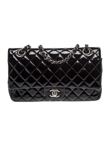 Quilted Patent Classic Small Double Flap Bag