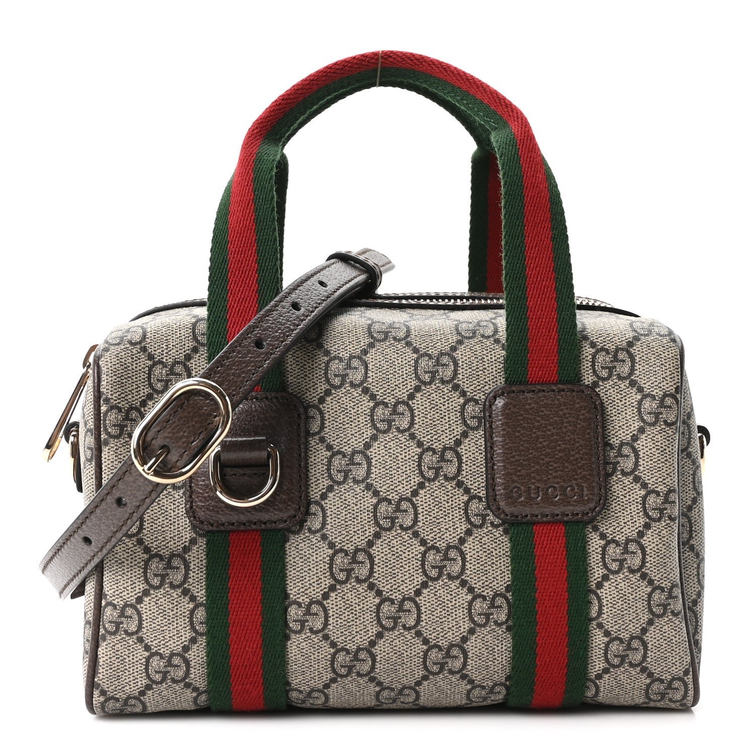 Gucci GG Supreme Web Mini GG Top Handle Bag Beige Ebony New Acero