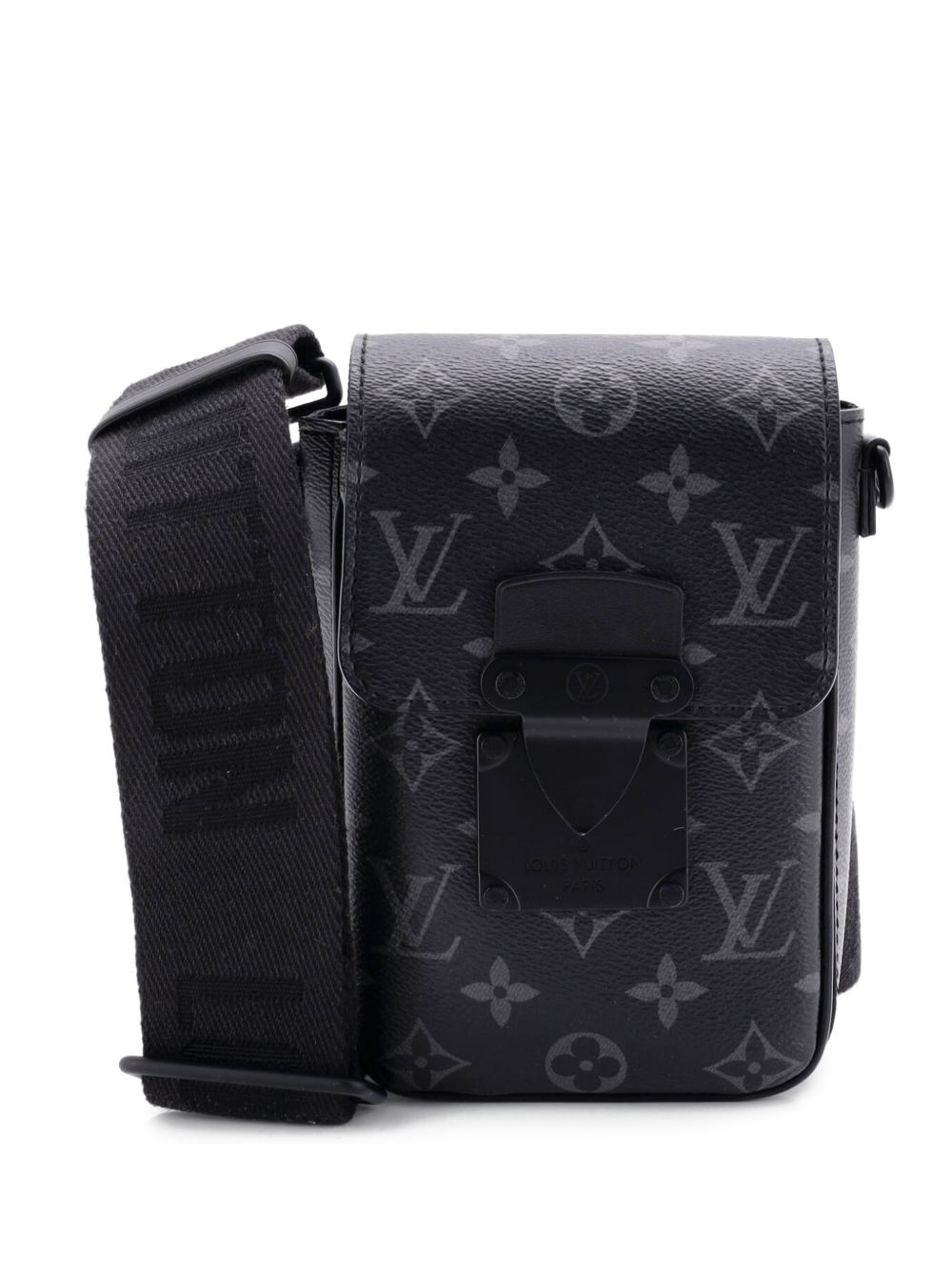 S Lock Vertical Wearable Wallet Monogram Eclipse Canvas crossbody bag