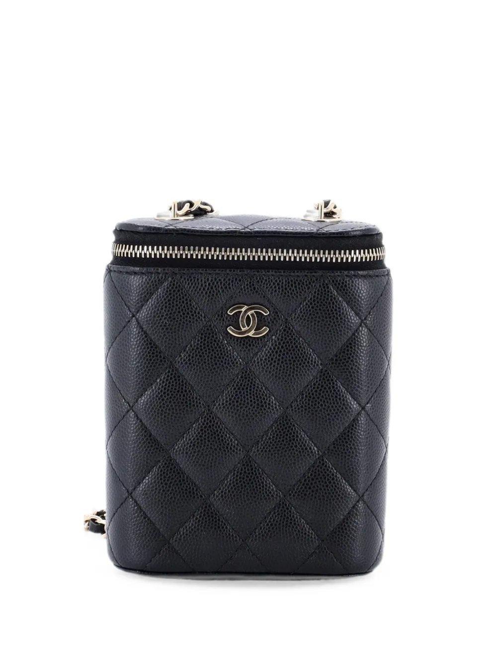 Vertical Classic Vanity Case with Chain Quilted Caviar Small shoulder bag