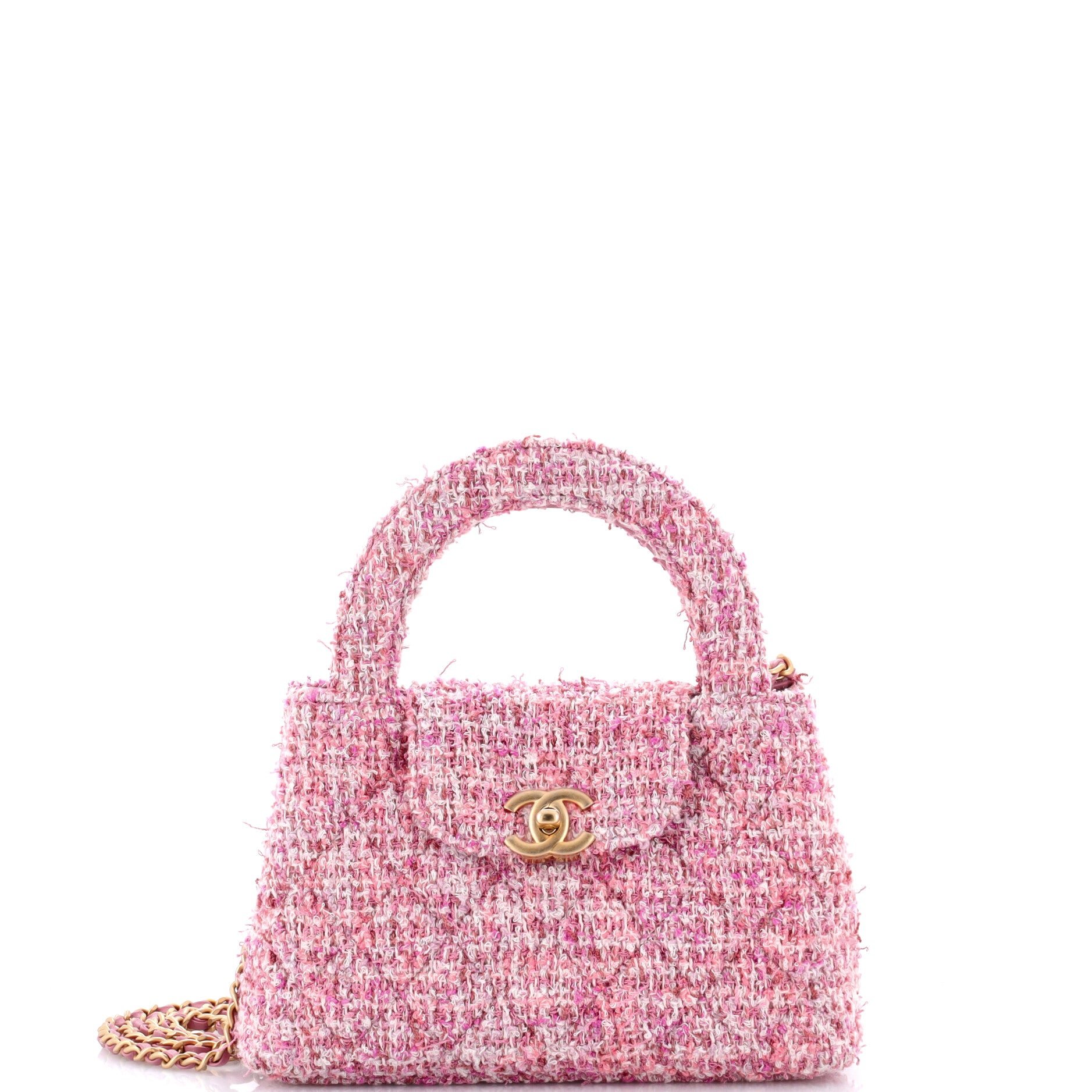 Kelly Top Handle Shopping Bag Quilted Tweed Mini