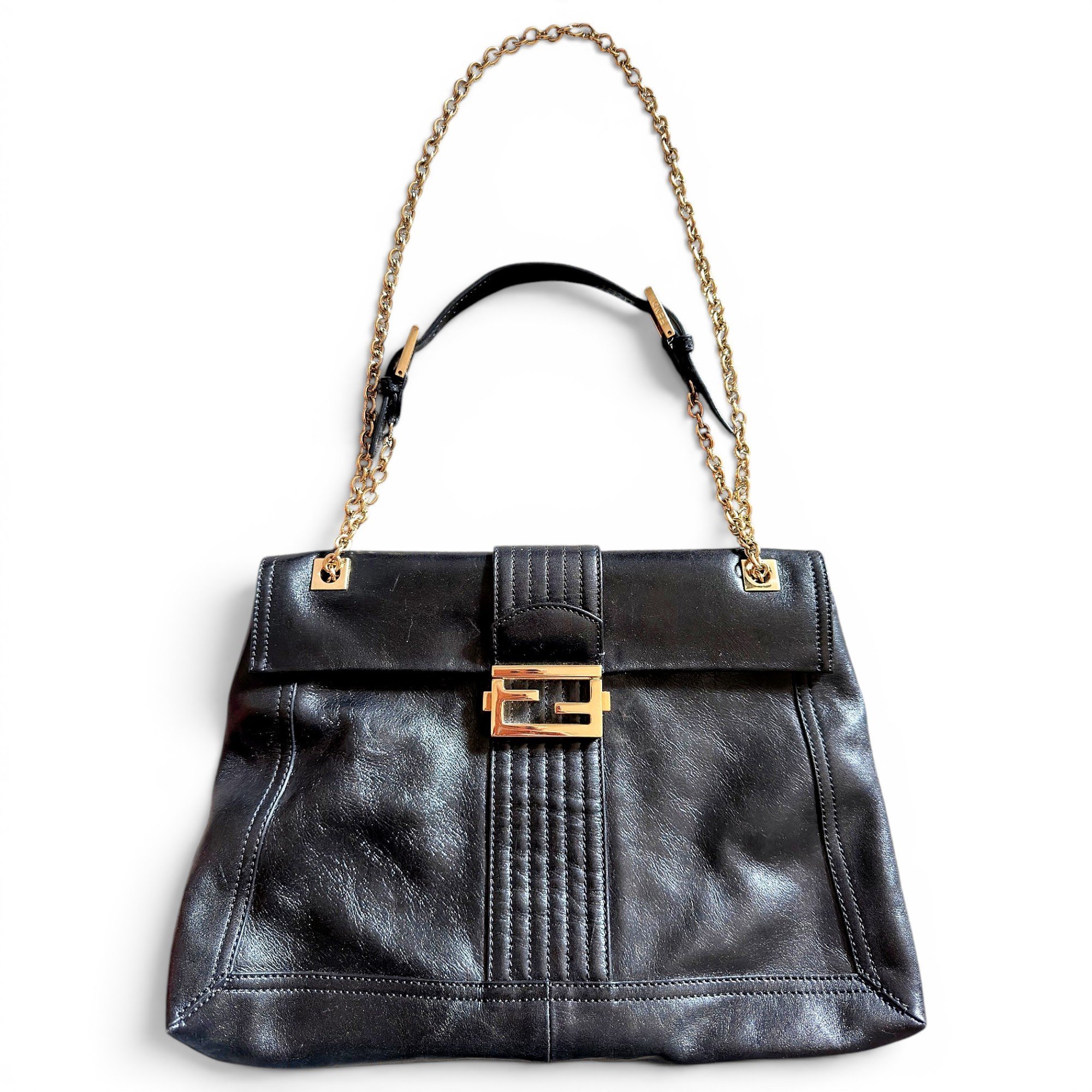 Fendigraphy leather handbag