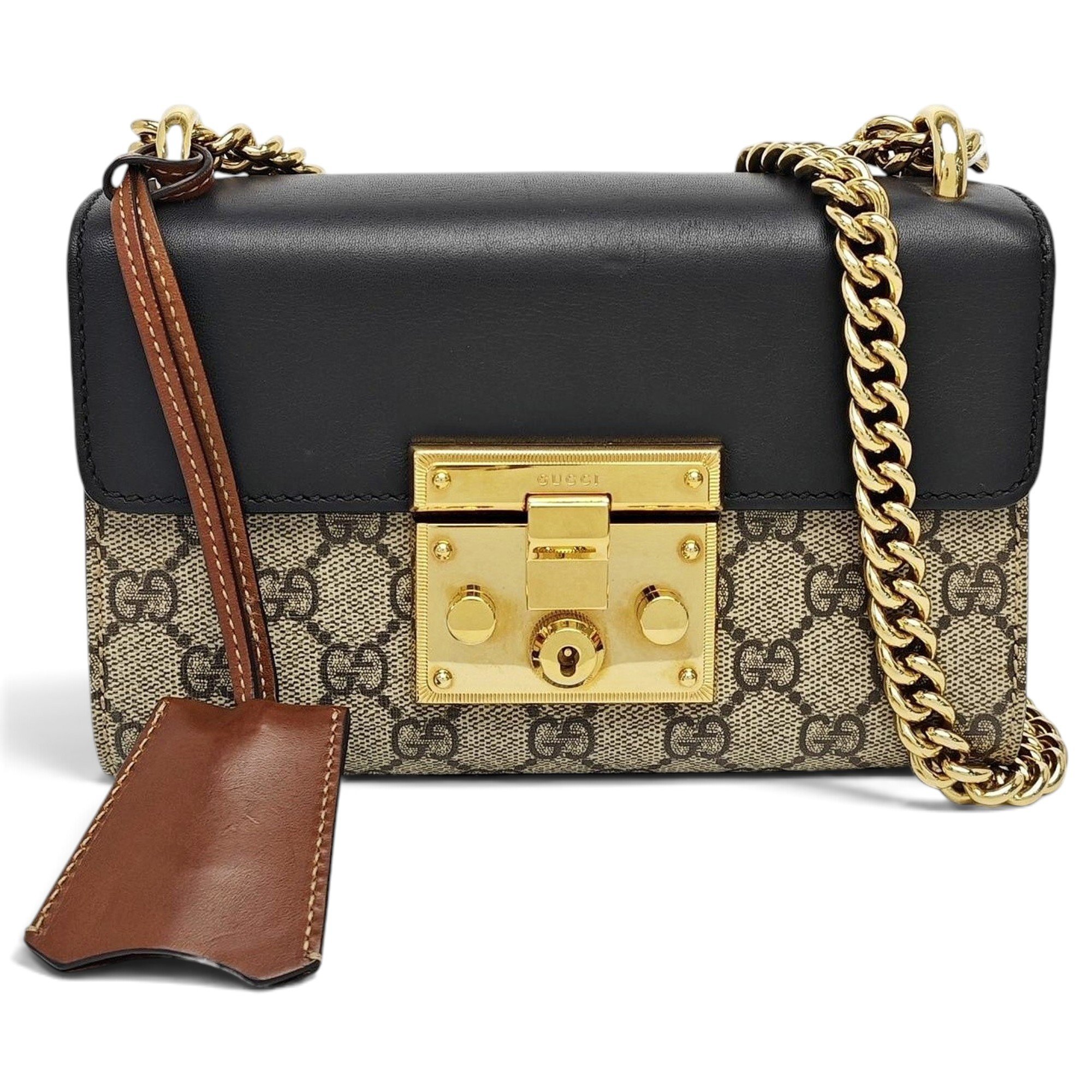 Padlock leather handbag